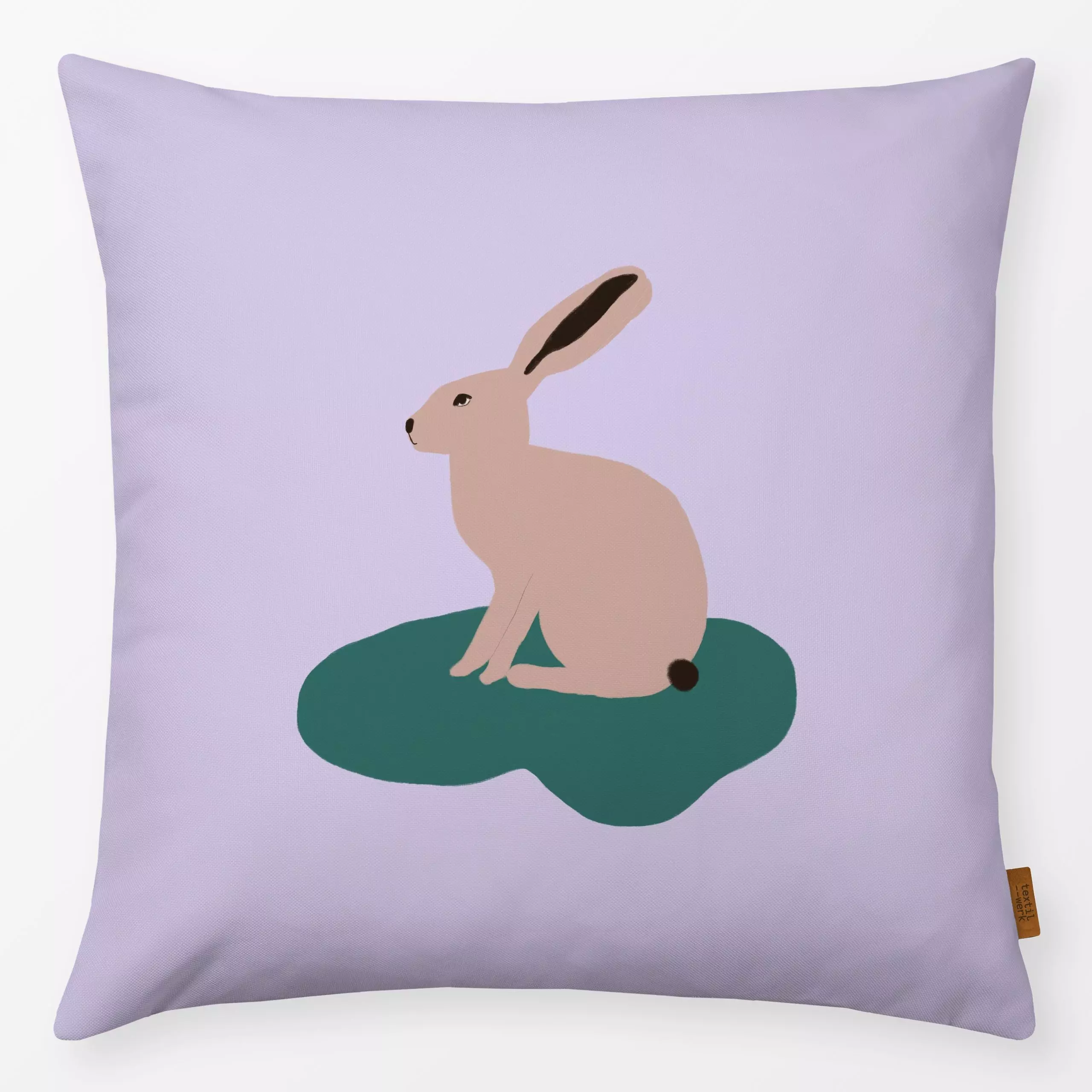 Kissen Osterhase Lila Grün - Frühling, Tiere, Ostern - von „Sophie Augustin Illustration"; Illustration, Hase, Tiere, Ostern...