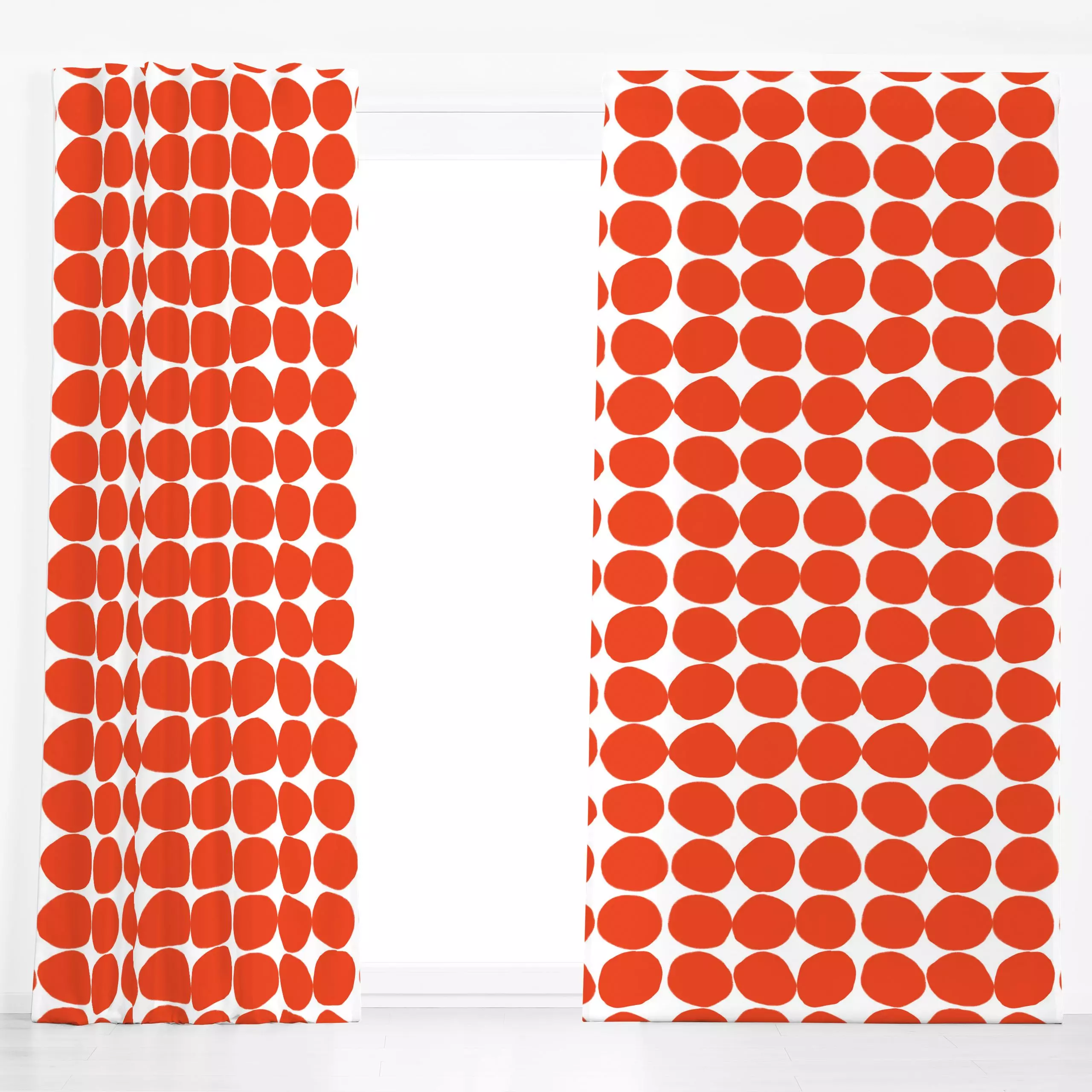 Dekovorhang Urban Jungle Punkte Rotorange - Symbole & Muster - von „Sophie Augustin Illustration"; Obstsalat, Punkte, Kreise...