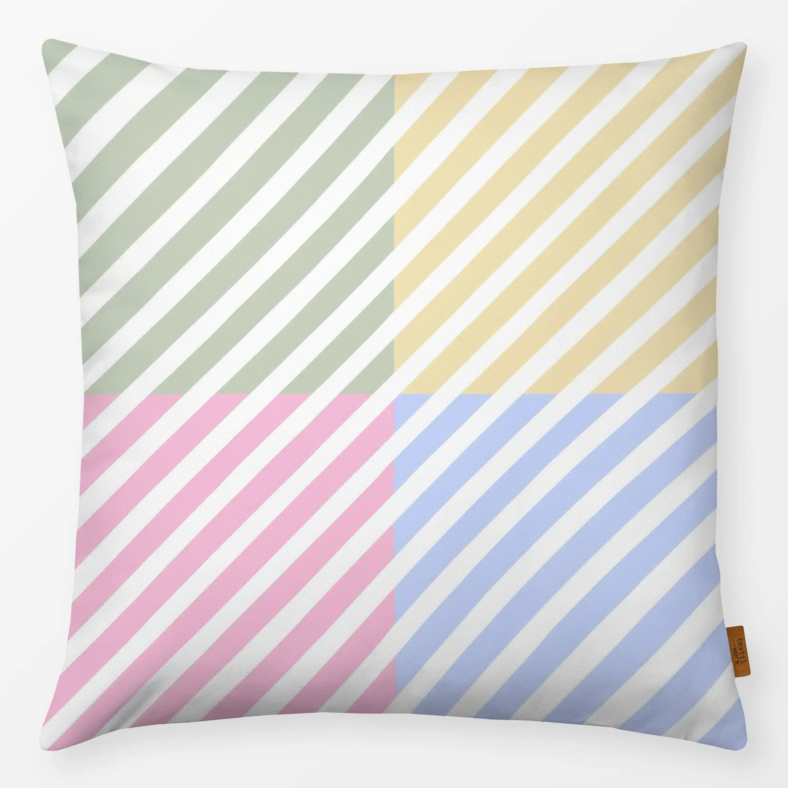 Kissen Diagonale Streifen Pastell - Symbole & Muster - von „Sophie Augustin Illustration"; Streifen, Karo, kariert, gestreif...