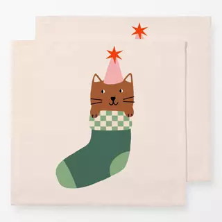Servietten Katze Weihnachtssocke