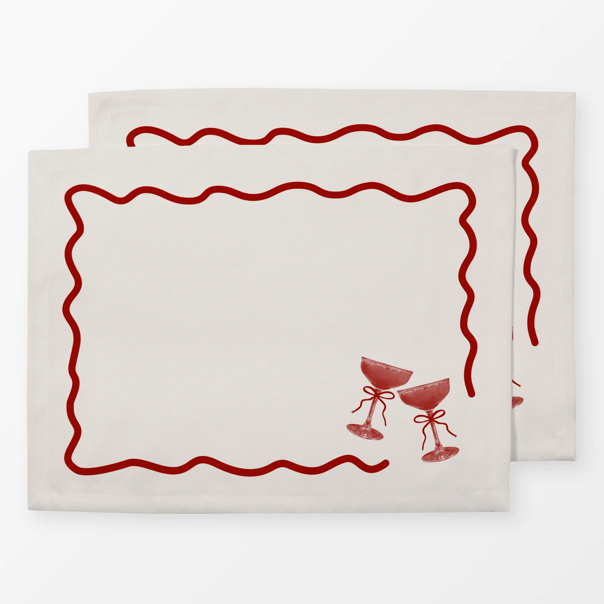 Tischset Cocktail Duo Rot - Weihnachten, Küche, Essen & Trinken - von „textilwerk"; Weihnachten, rot, weihnachtlich, schleif...