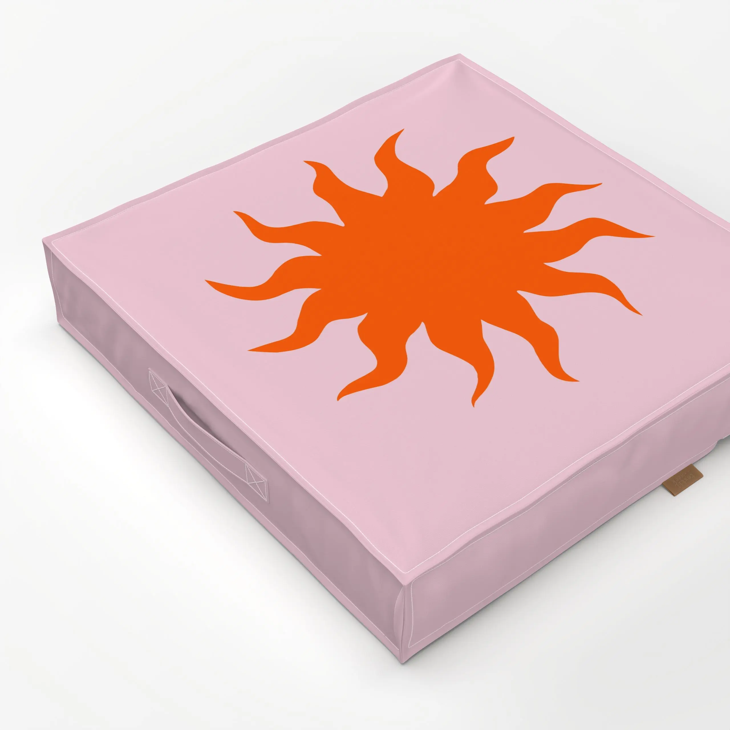Bodenkissen Abstrakte Sonne Orange Rosa - Natur & Landschaft, Sommer, Retro & Vintage - von „Maren Gross "; hippie, sunshine...