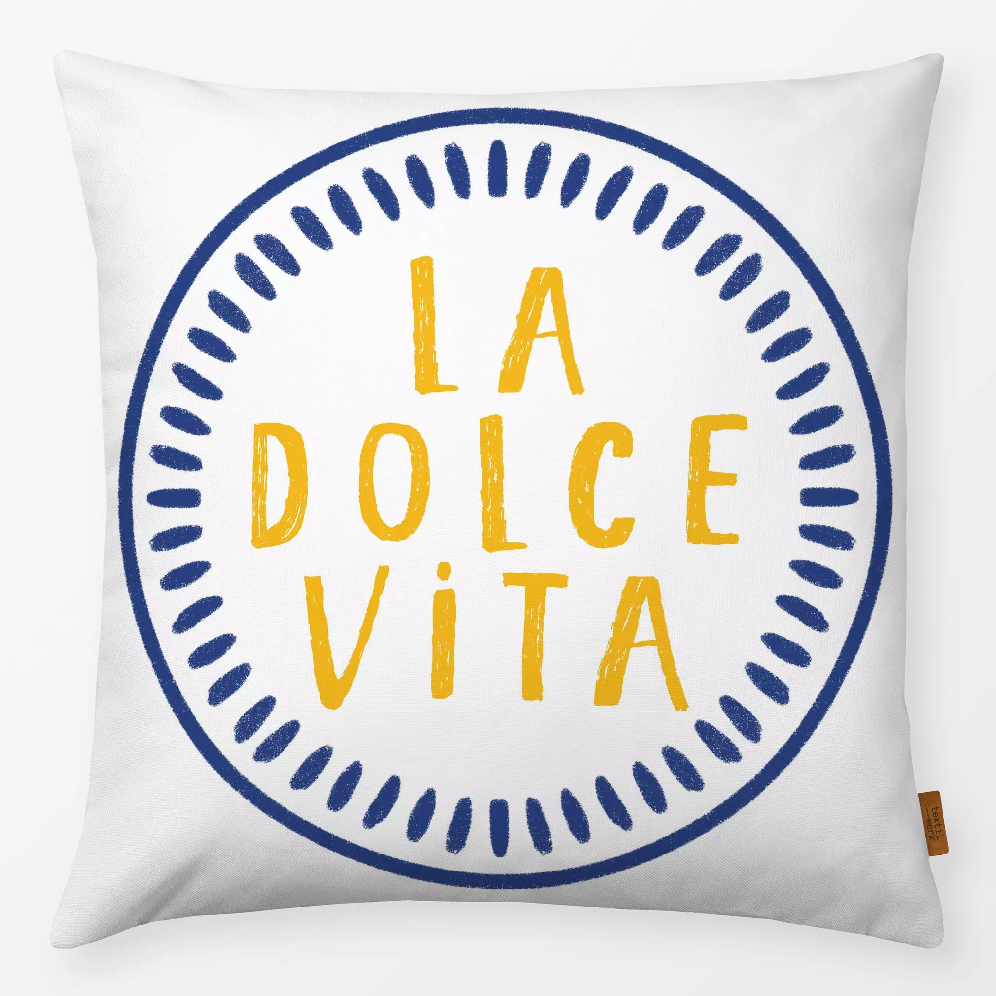 Kissen Kissen La Dolce Vita Lettering Gelb