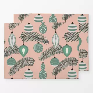 Tischset Retro Weihnachtskugeln Rosé
