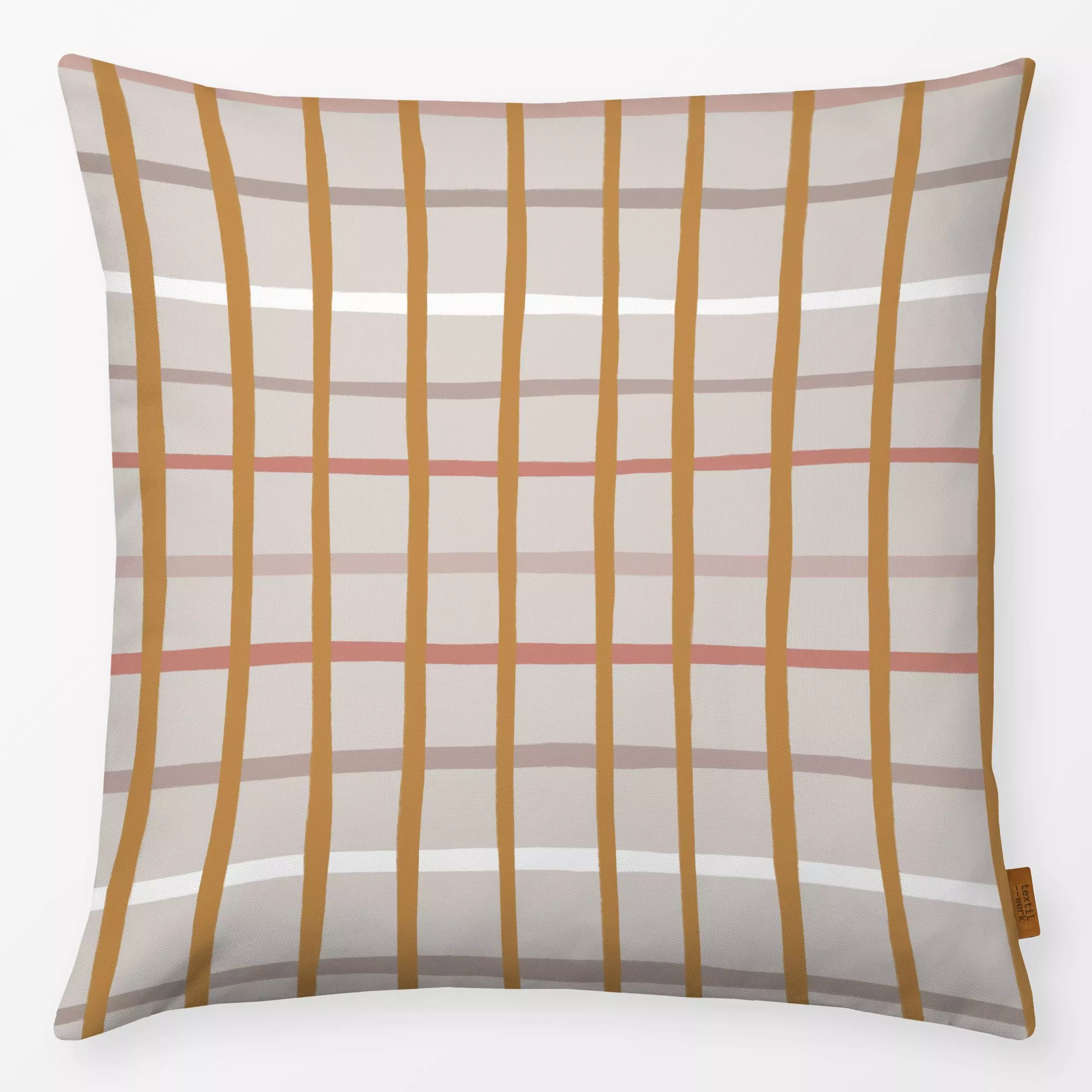Kissen Rosa Occer Stripes - Symbole & Muster - von „Menina Lisboa "; rosa, Abstrakt, Orange, modern, Kinderzimmer, Farmhouse...