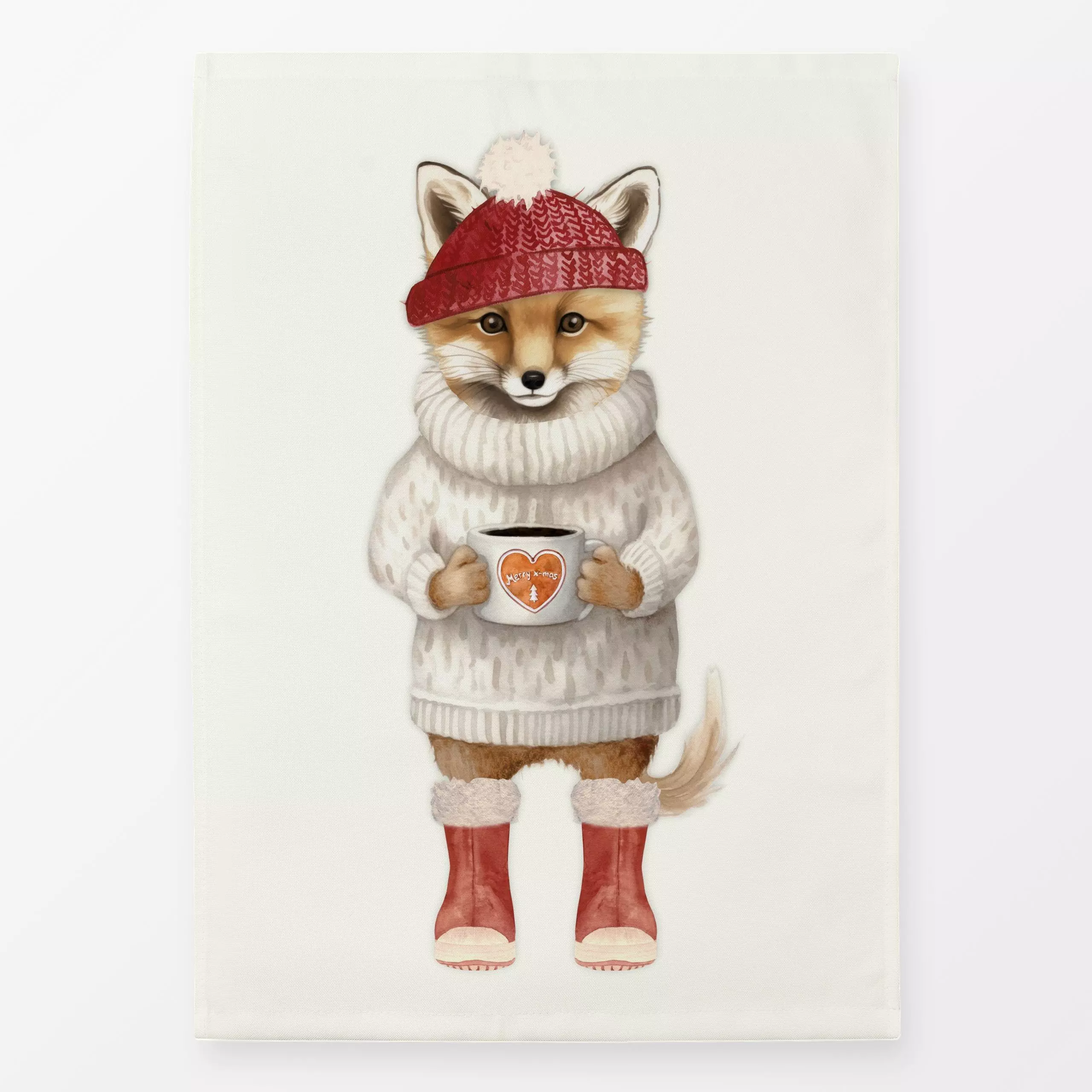 Geschirrtücher Winter Party - Fashion Fuchs - Tiere, Weihnachten - von „Monika Strigel"; Protea, Fuchs, Weihnachten, beige, ...