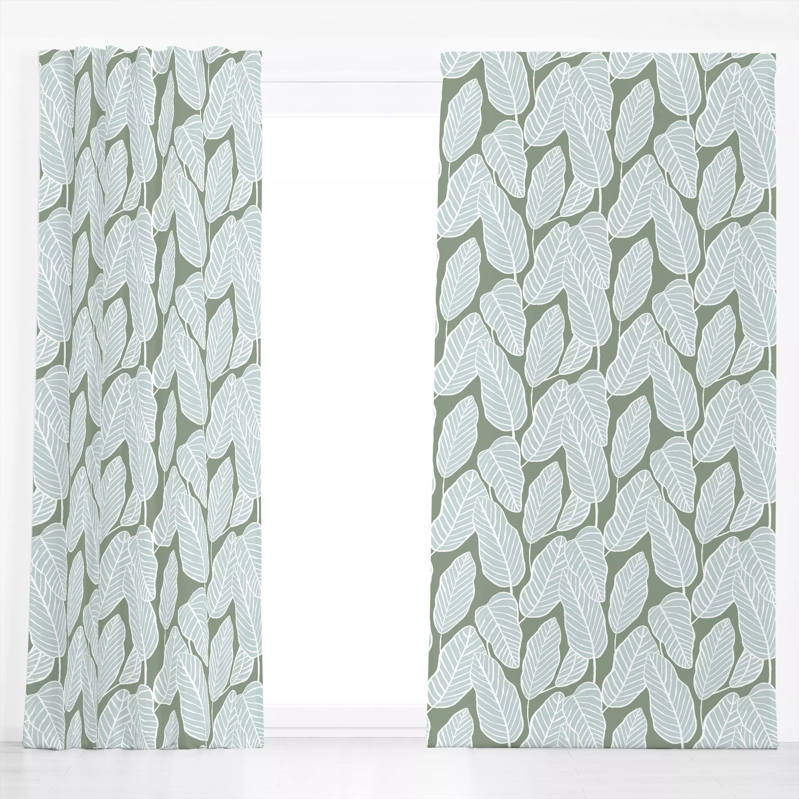 Dekovorhang Bananenblatt hellblau - Sommer, Pflanzen & Botanik - von „Julia Schumacher"; Bananenpalme, Sommer, mediterran, P...