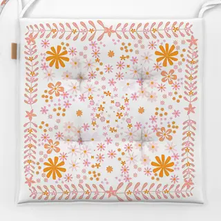 Sitzkissen Boho Sommer Blumen Rosa