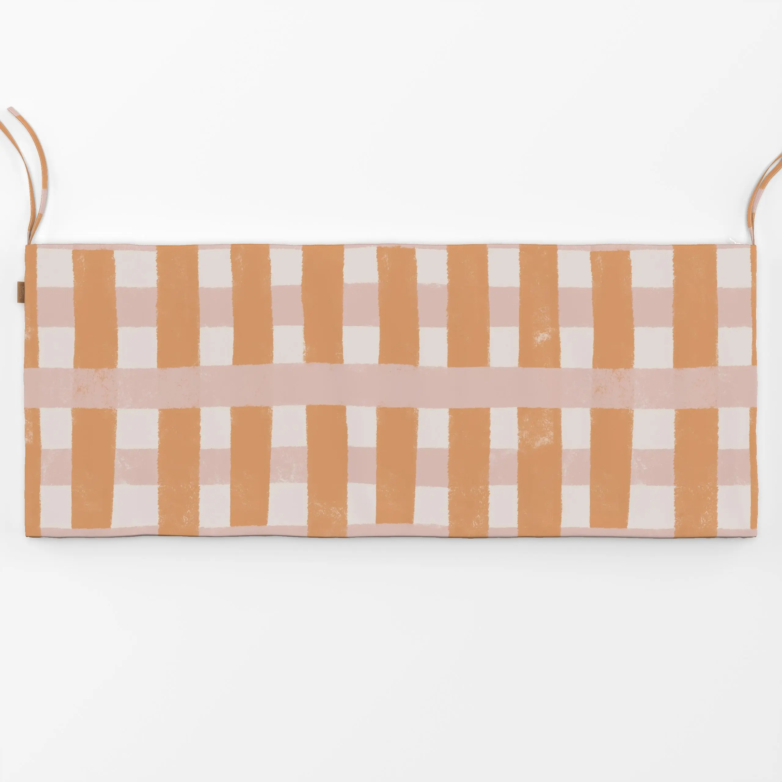 Bankauflage Orange-rosa Gingham - Symbole & Muster - von „Menina Lisboa "; Streifen, Kissen, Geometrisch, kariert, Pastell, ...
