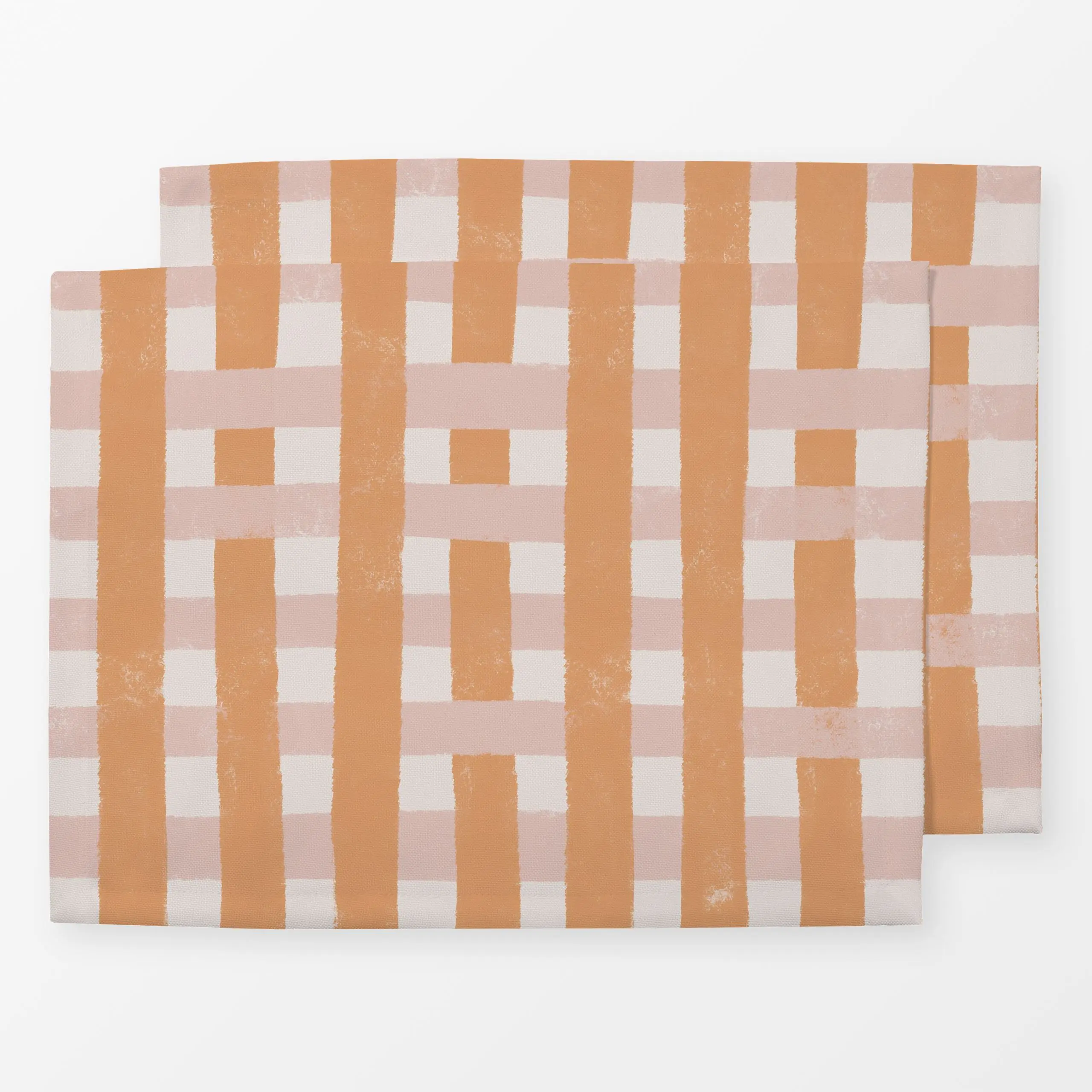 Tischset Orange-rosa Gingham, gemustert, von Menina Lisboa