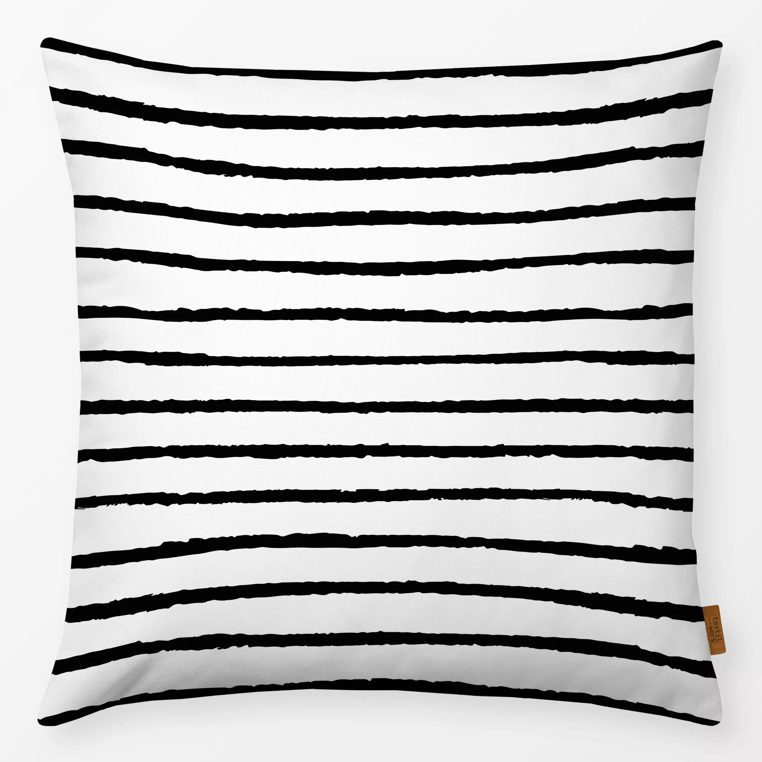 Kissen Stripes Streifen schwarzweiss - Symbole & Muster - von „Kathrin Woo"; Muster, schwarz, minimal, abstrakt, Streifen, m...