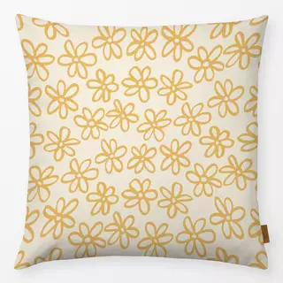 Kissen Blumen Muster Gelb Beige