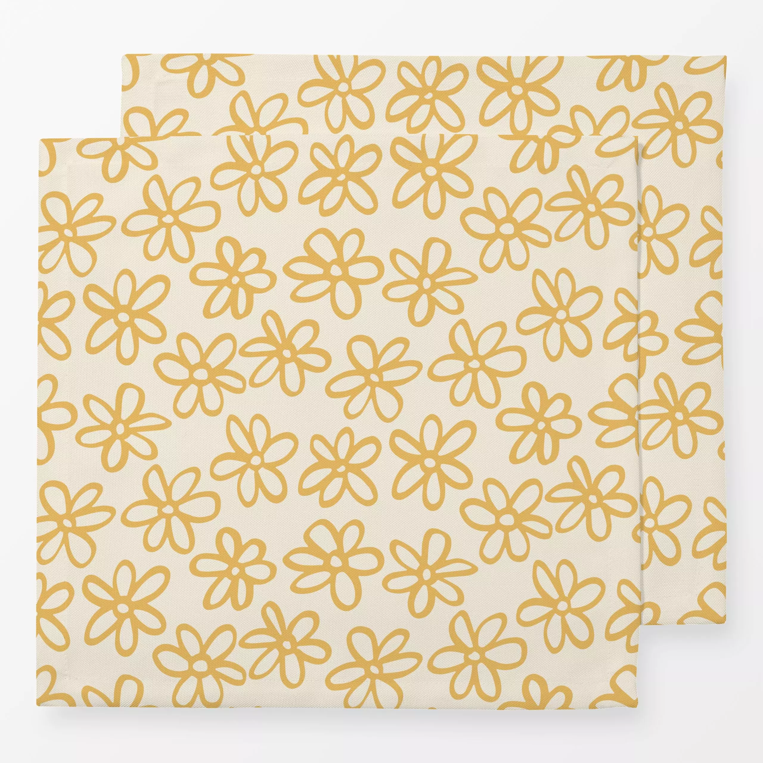 Servietten Blumen Muster Gelb Beige - Blumen & Florales, Sommer, Symbole & Muster - von „Kathrin Woo"; Blumen, modern, versp...