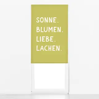 Raffrollo Sonne Blumen Liebe Hellgrün