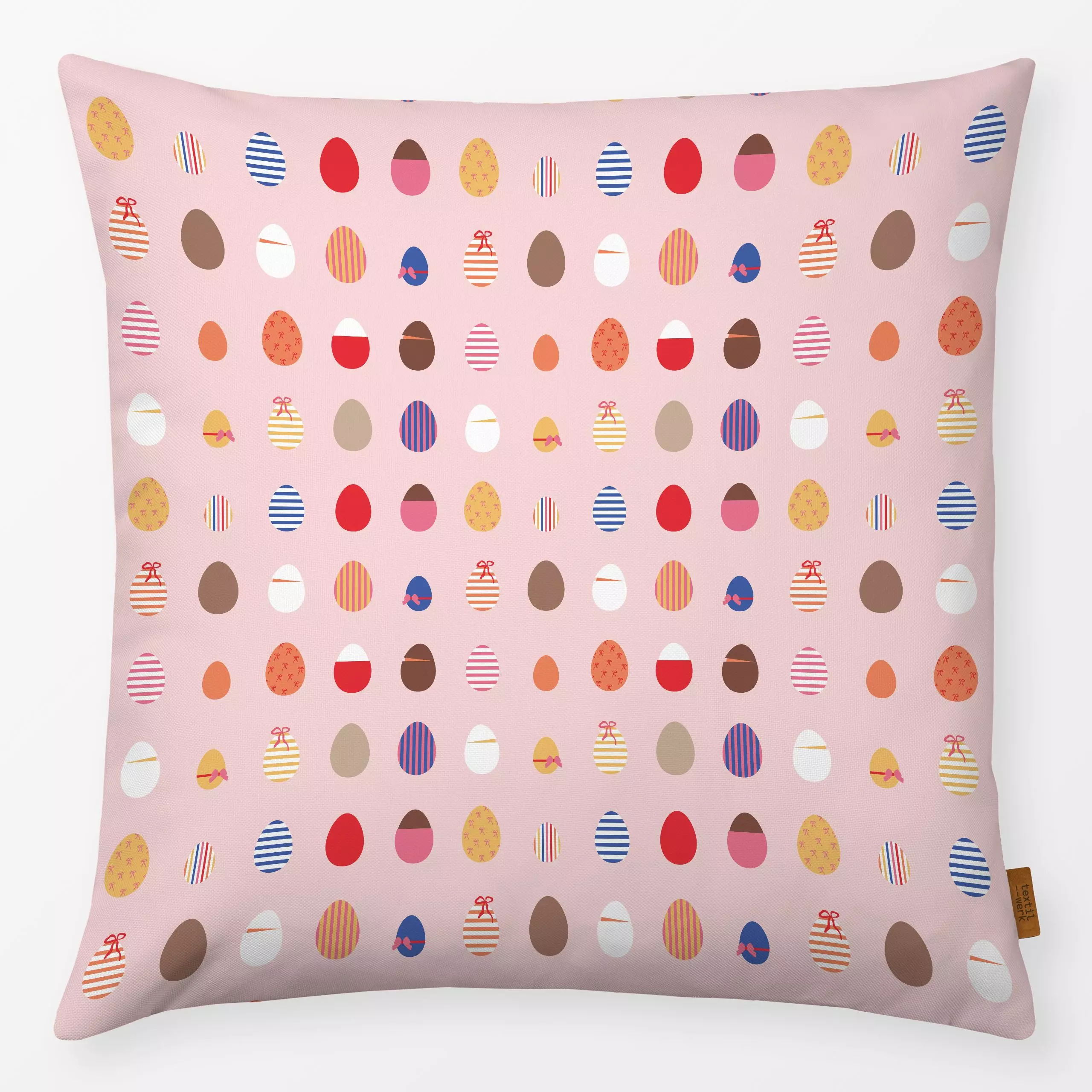 Kissen Bunte Eier - Frühling, Kinderzimmer & Motive für Kinder - von „Jana Moßmann"; eierfarben, Ostern, Osterhase, bunt, Os...
