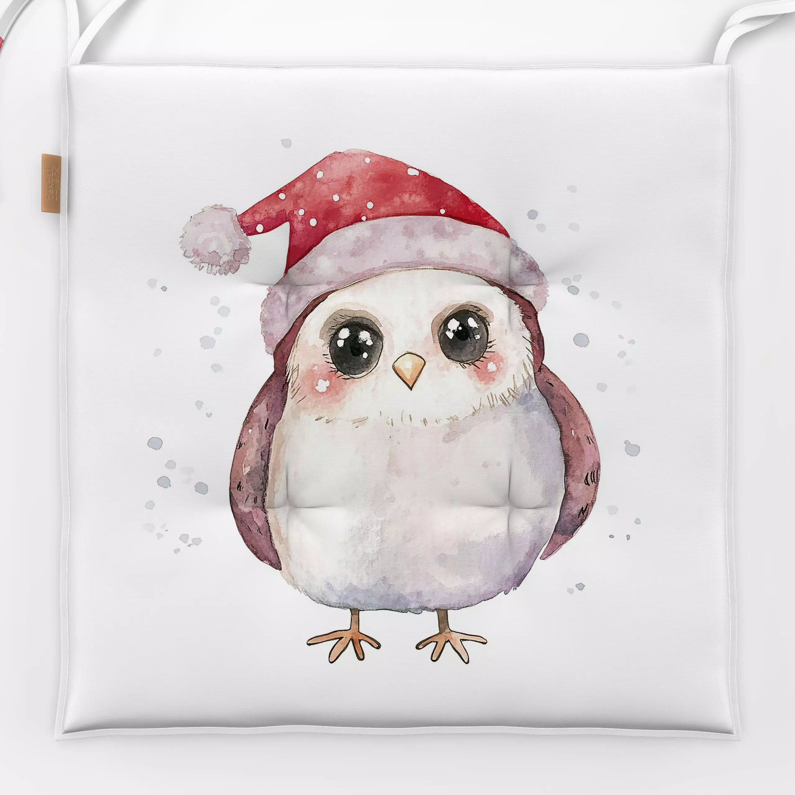 Sitzkissen Weihnachtsmann Uhu - Tiere, Weihnachten, Winter - von „Uta Naumann"; Merry Christmas, Eule, Weihnachtsmann, niedl...