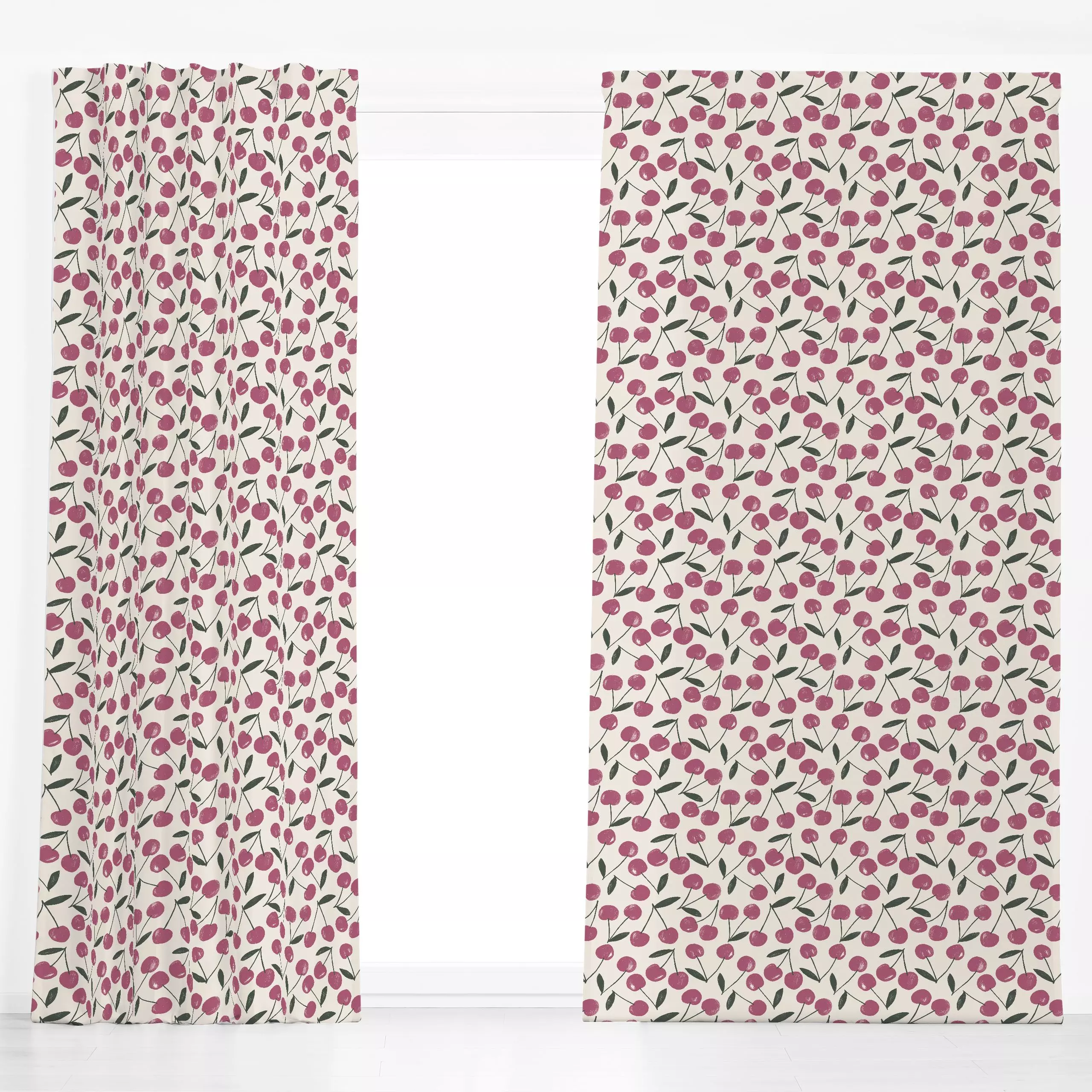 Dekovorhang Kirschen groß - Frühling, Sommer, Früchte - von „Studio Kesse"; Garten, Kirschen, Früchte, pink, Gartendeko, spr...