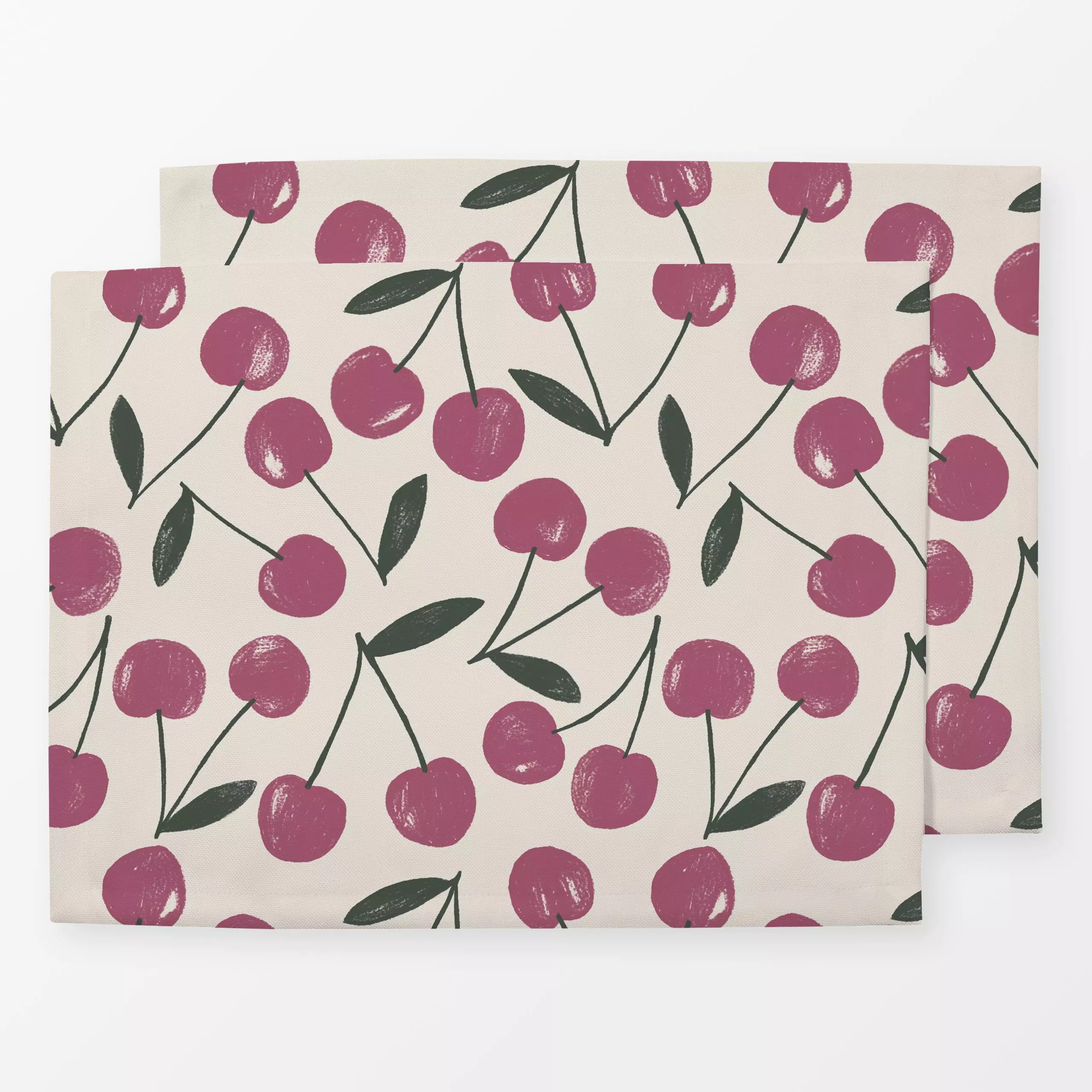 Tischset Kirschen groß - Frühling, Sommer, Früchte - von „Studio Kesse"; Garten, Kirschen, Früchte, pink, Gartendeko, spring...