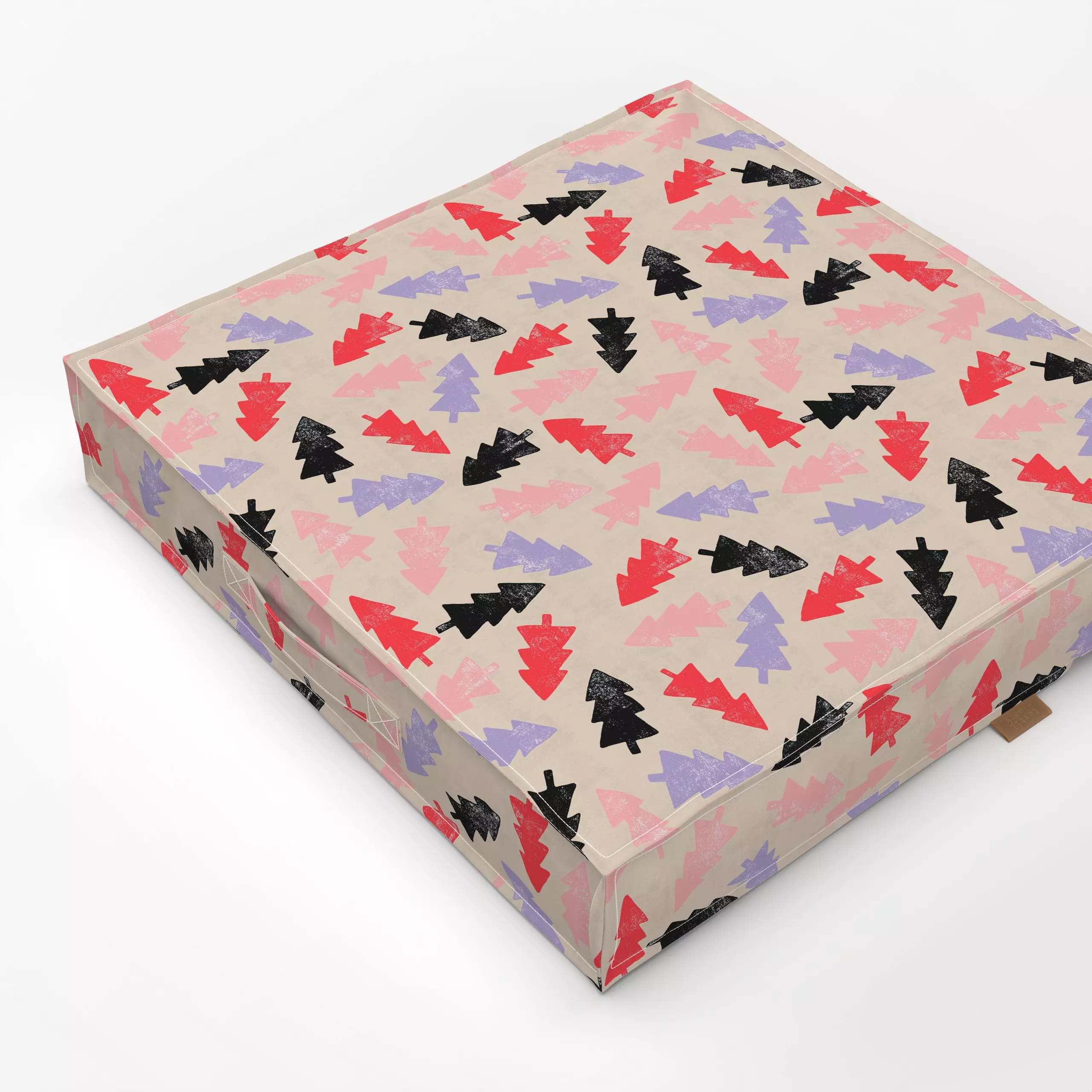 Bodenkissen Tannenbäume rot lila - Weihnachten, Winter - von „Studio Kesse"; Wald, Merry Christmas, Tannenbaum, Weihnachtsba...