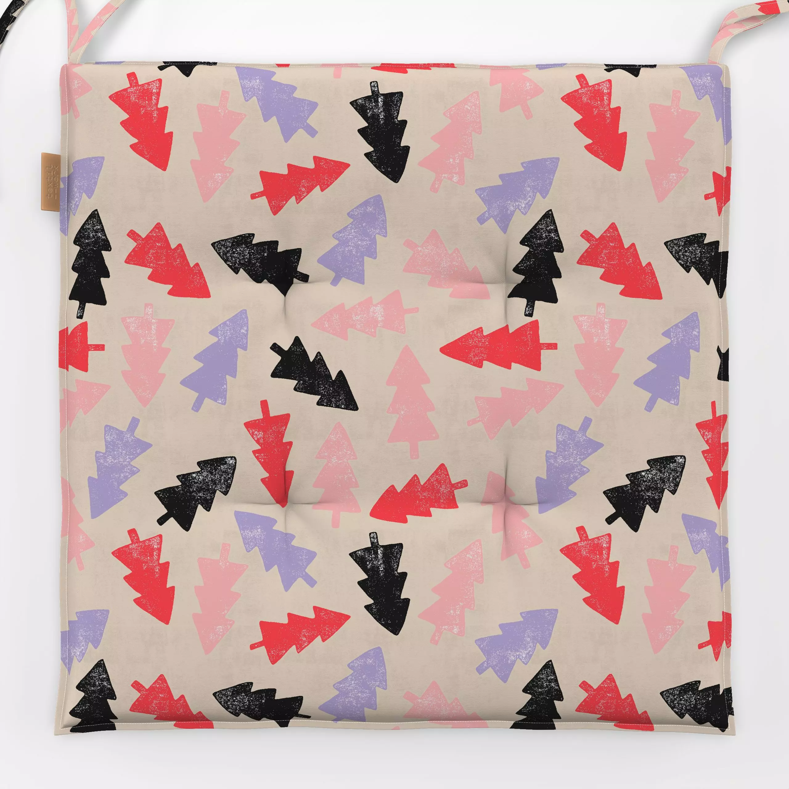 Sitzkissen Tannenbäume rot lila - Weihnachten, Winter - von „Studio Kesse"; Wald, Merry Christmas, Tannenbaum, Weihnachtsbau...