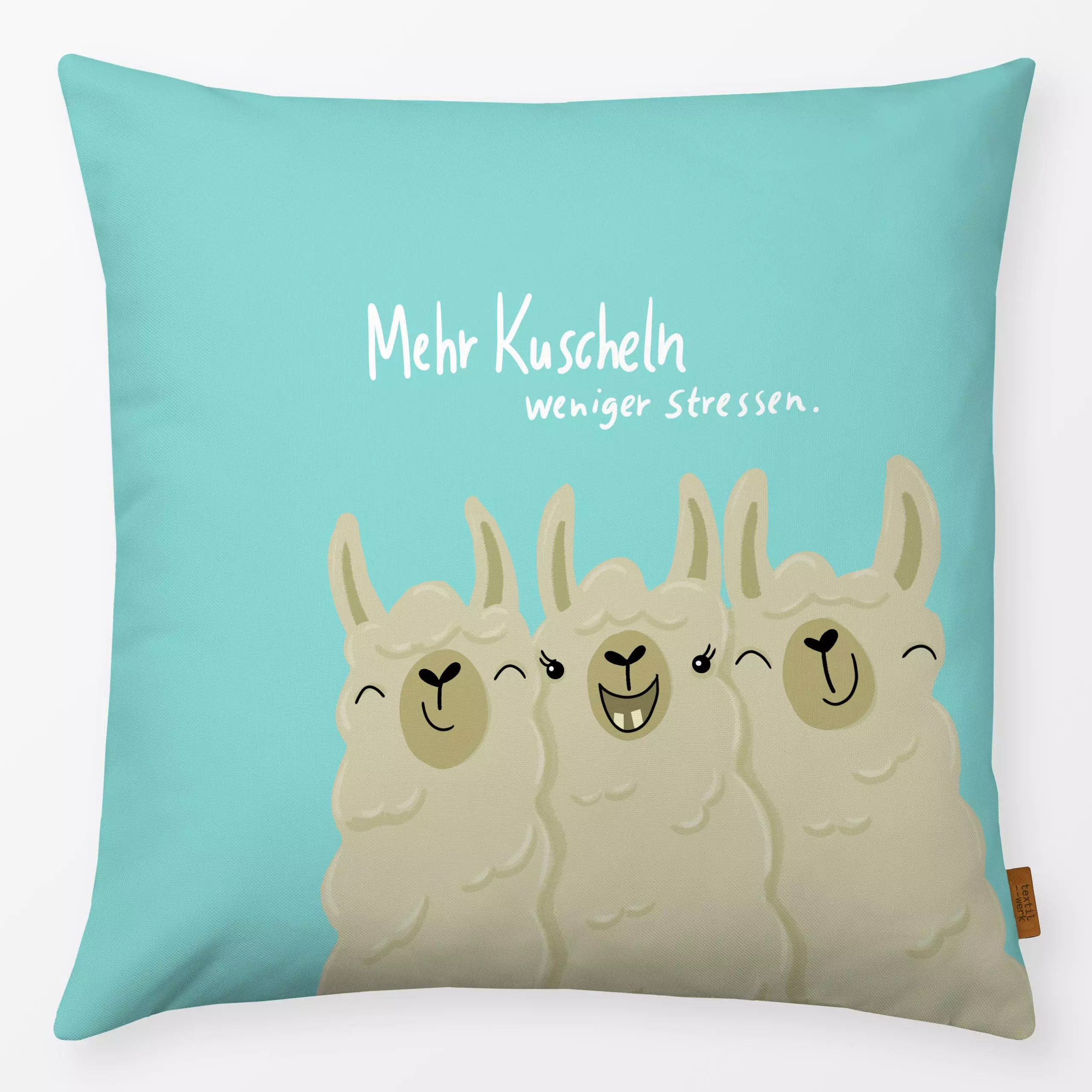 Kissen Kuschel Lamas - Tiere, Sprüche & Schriftzüge - von „Julia Reyelt"; Illustration, Kinder, Home, Hygge, Haus - & Bauern...