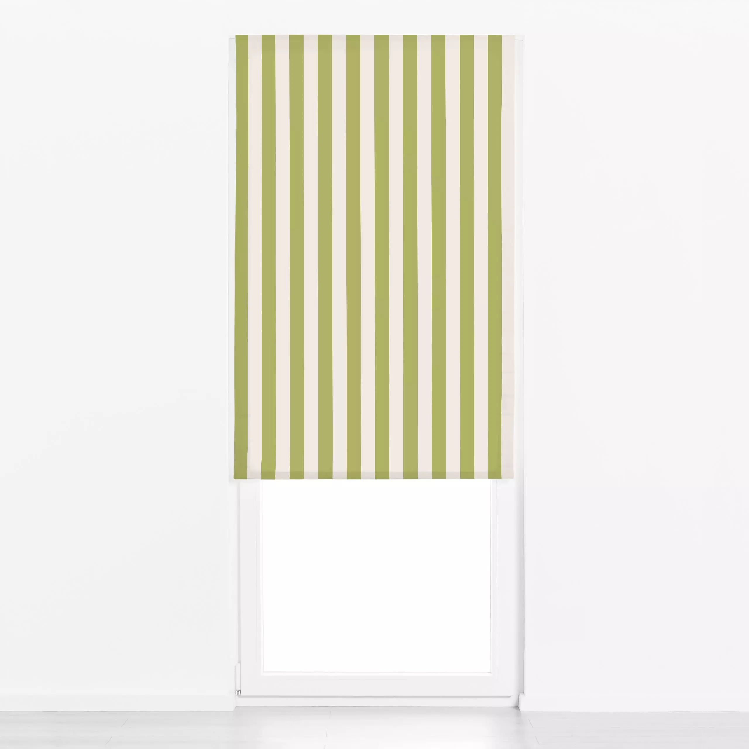 Raffrollo Streifen grün ecru - Symbole & Muster, Retro & Vintage - von „Andrea Liesert"; Muster, Retro, Garten, Schrebergart...
