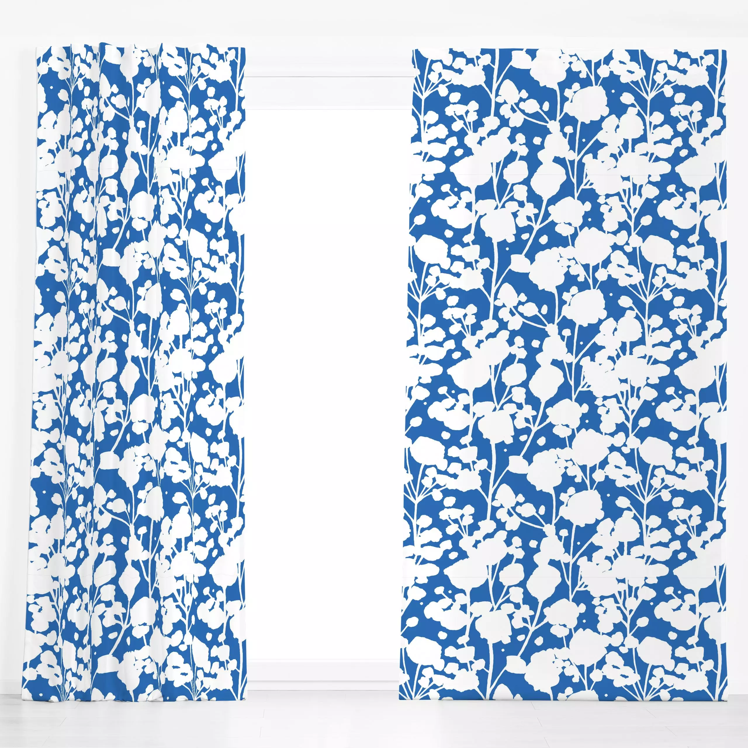 Dekovorhang Blauer Blumen Garten - Blumen & Florales - von „Uta Naumann"; Blumen, Garten, Botanisch, floral, mediterran, Mit...