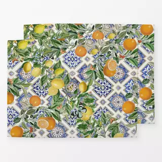 Tischset Fliesen Zitronen und Orangen