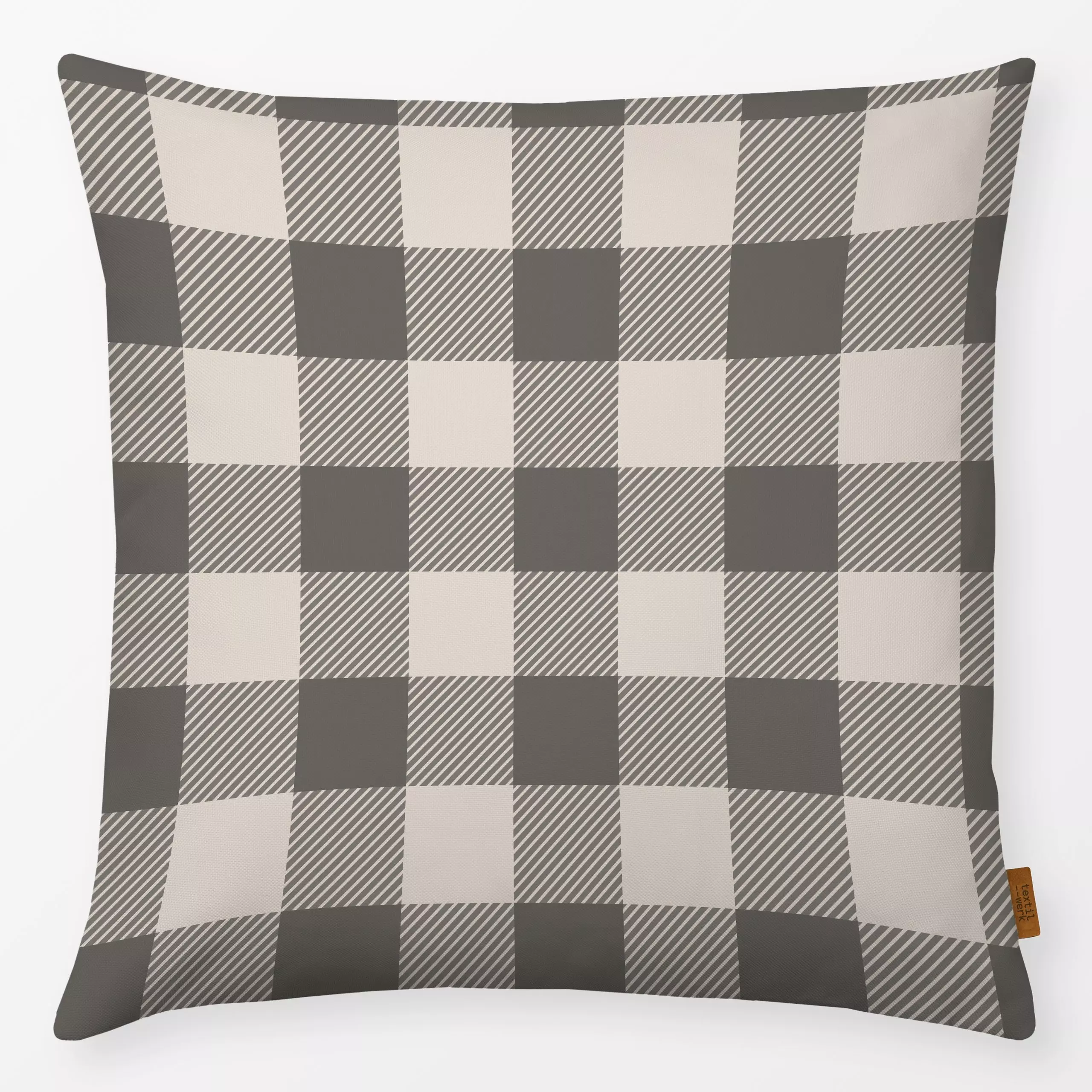 Kissen Gingham Classic Beige - Herbst, Winter, Symbole & Muster - von „Studio ROSAGRAU"; Retro, Winter, Weihnachtsdeko, klas...