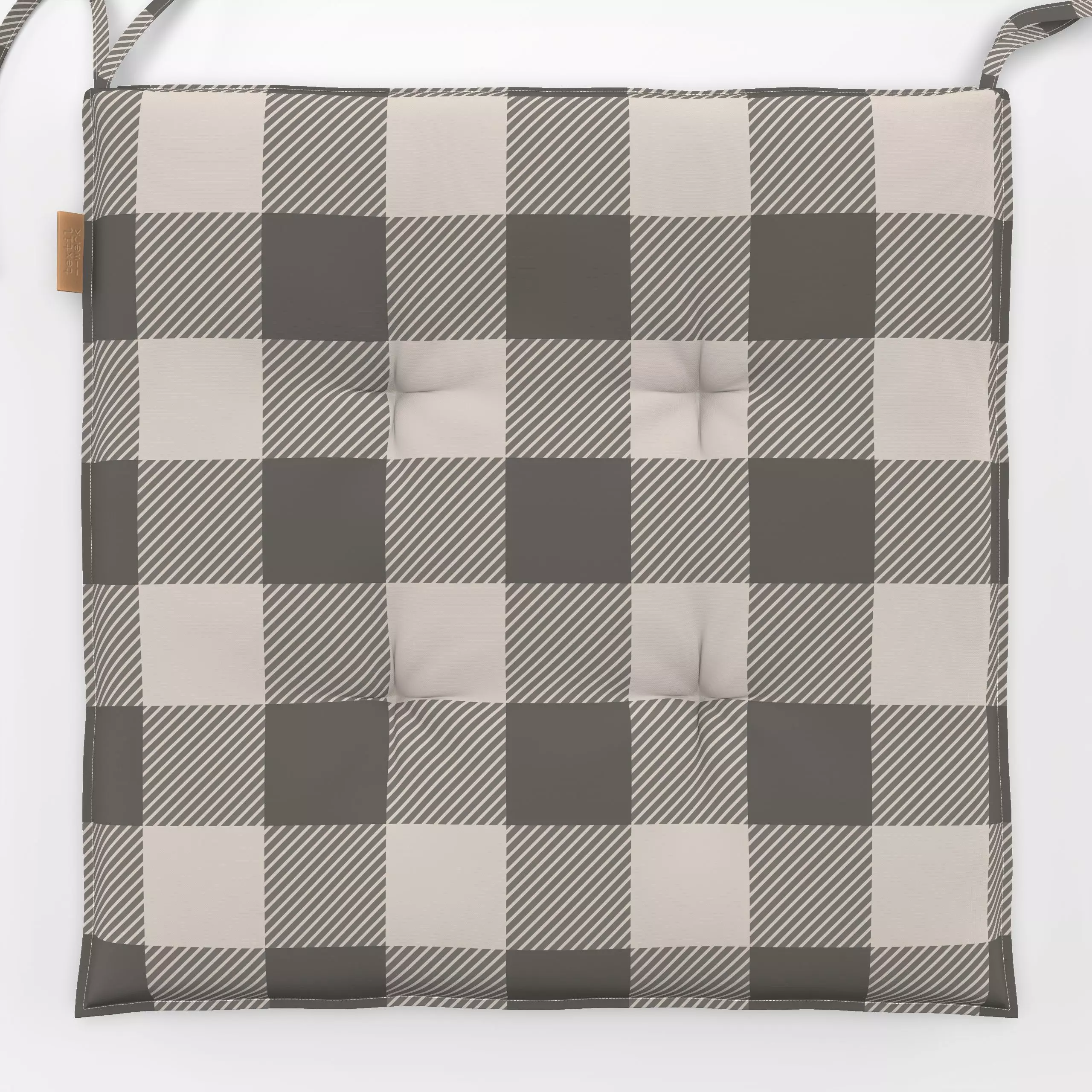 Sitzkissen Gingham Classic Beige - Herbst, Winter, Symbole & Muster - von „Studio ROSAGRAU"; Retro, Winter, Weihnachtsdeko, ...