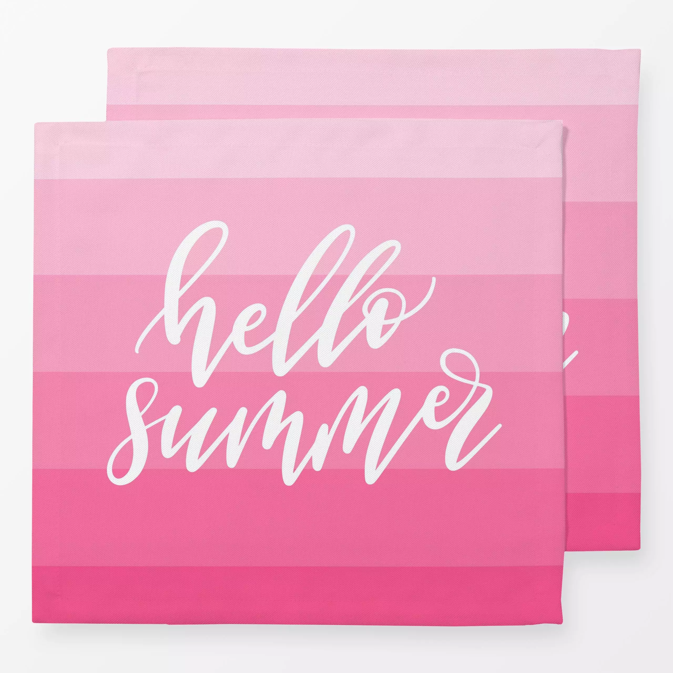 Servietten Pink Summer Hello Stripes - Sommer, Sprüche & Schriftzüge - von „Andrea Haase"; Textur, Streifen, Urlaub, schrift...
