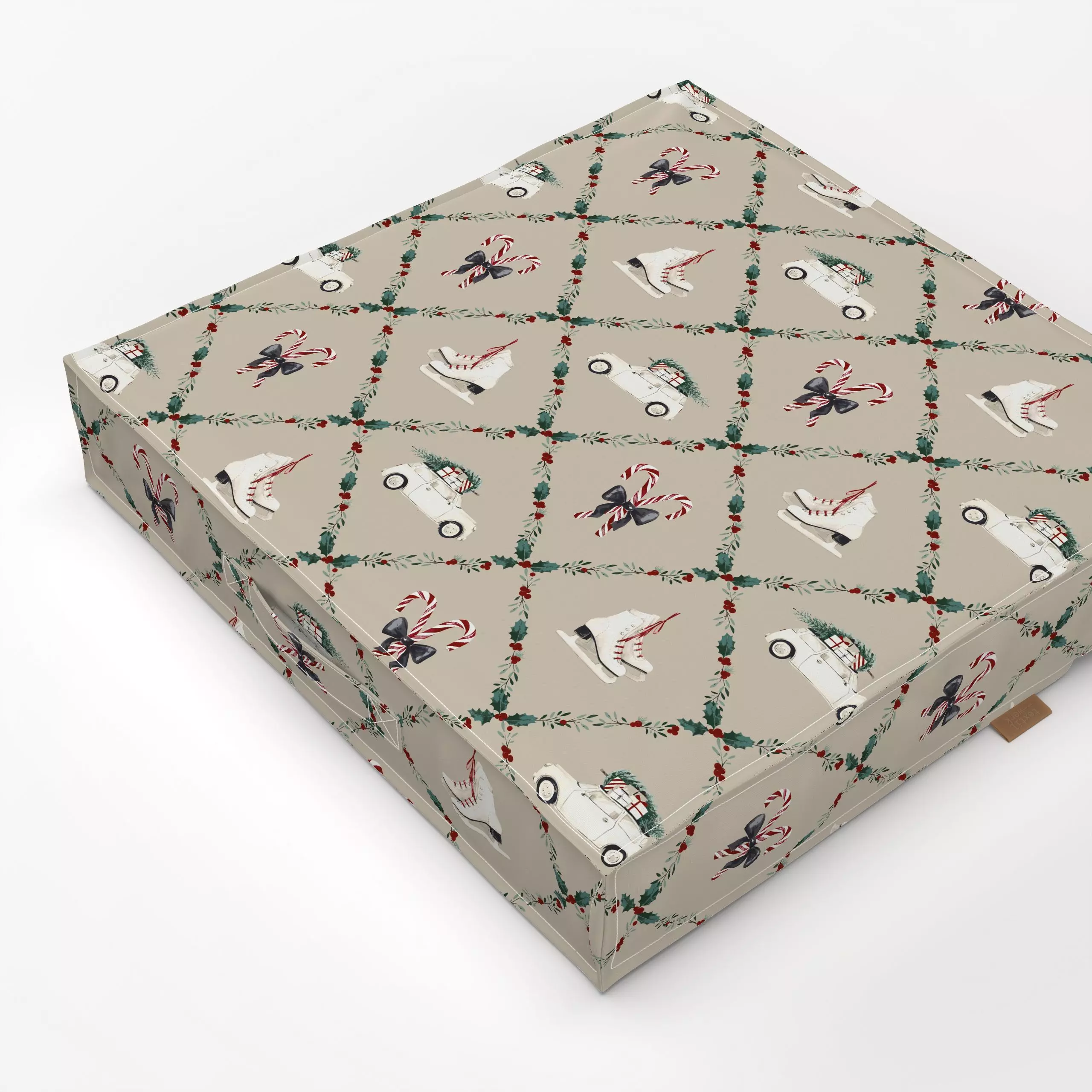 Bodenkissen Joys of Christmas fog - Weihnachten, Winter - von „Katrin Graff"; Schlittschuh, Auto, landhaus, Zuckerstangen, w...