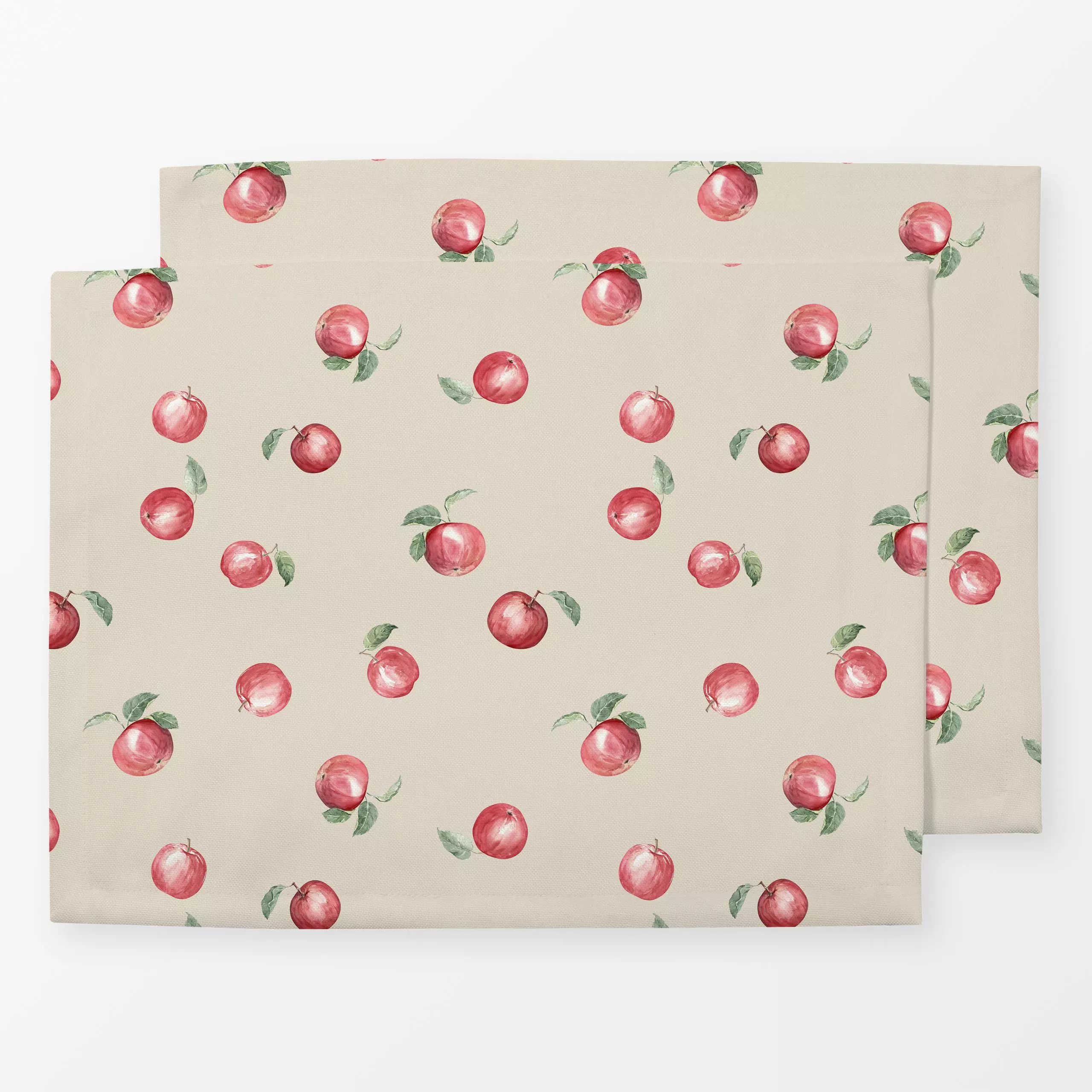 Tischset Herbst Äpfel warm beige - von „Katrin Graff"; Obst, allover, Apfel, Birne, Herbstdeko, herbstlich, Aquarelle, Landh...