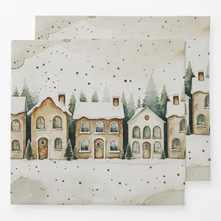 Servietten Weihnachts Dorf mit Schnee