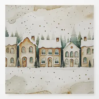 Tischdecke Weihnachts Dorf mit Schnee