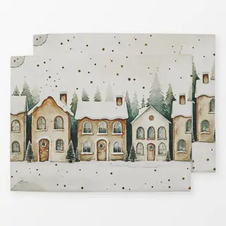 Tischset Weihnachts Dorf mit Schnee