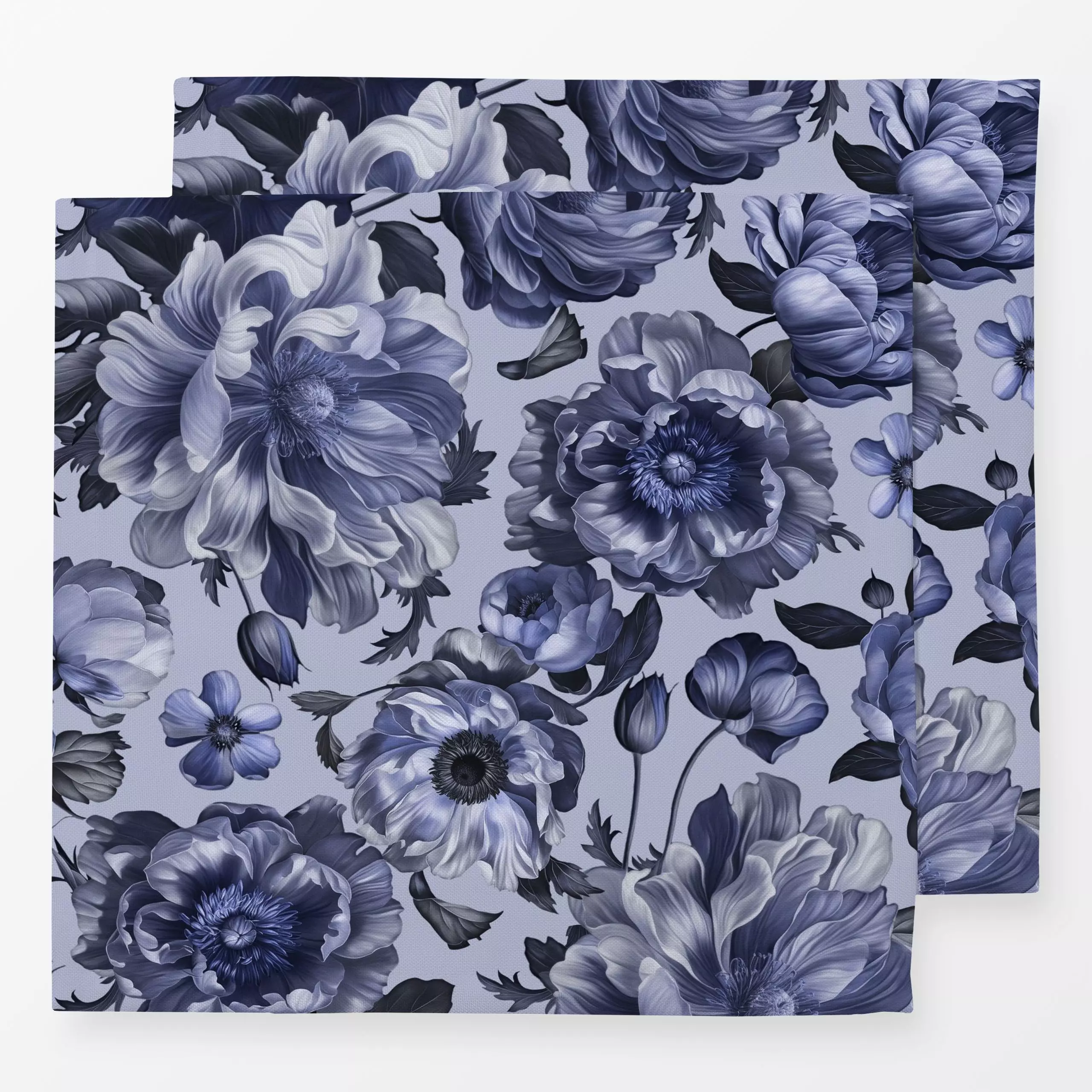 Servietten Opulent Flower Drama Blue - Blumen & Florales, Pflanzen & Botanik - von „Andrea Haase"; Natur, Sommerblumen, Somm...