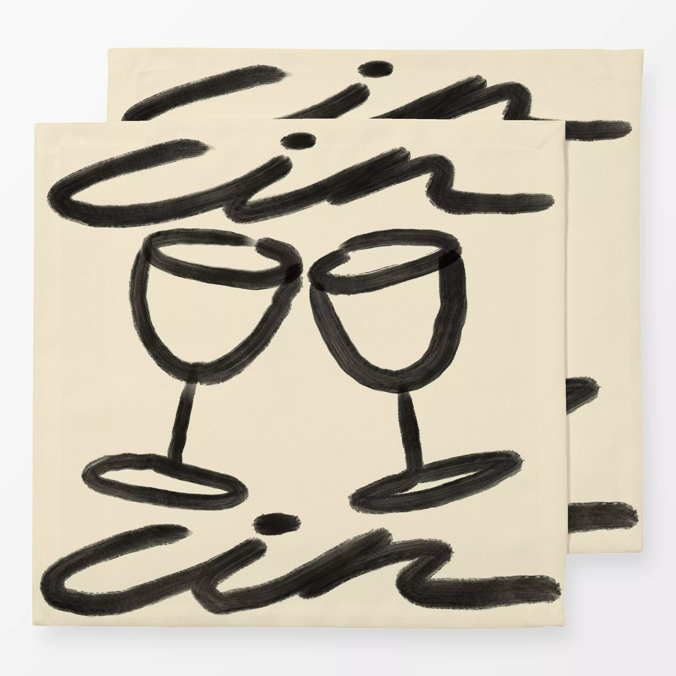 Servietten Cin Cin - Sprüche & Schriftzüge, Küche, Essen & Trinken, Anlässe - von „KunstbyStephie"; boho, schwarz, minimal, ...