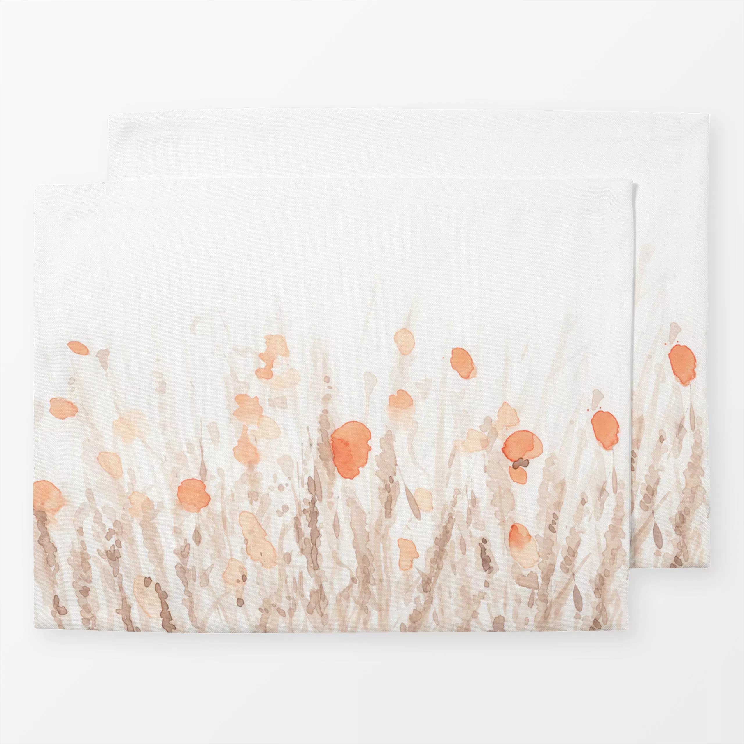 Tischset Orange Watercolor Poppies - Sommer, Pflanzen & Botanik - von „Nouveau Prints"; Aquarell, Blumen, Minimalismus, flor...