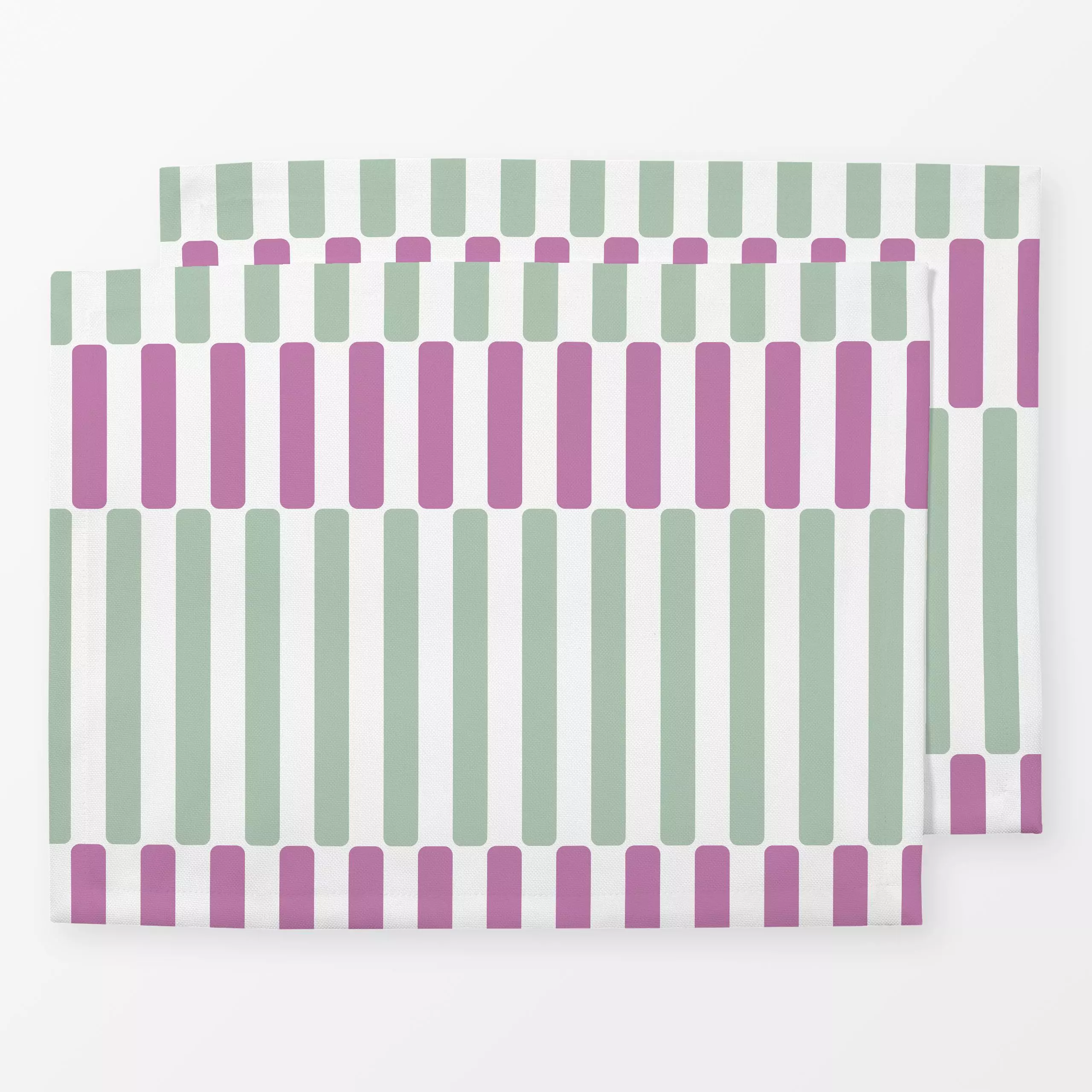 Tischset Runde Streifen grün pink - Symbole & Muster - von „Katrin Graff"; pink, Salbei, Happy, gestreift, violett, Streifen...