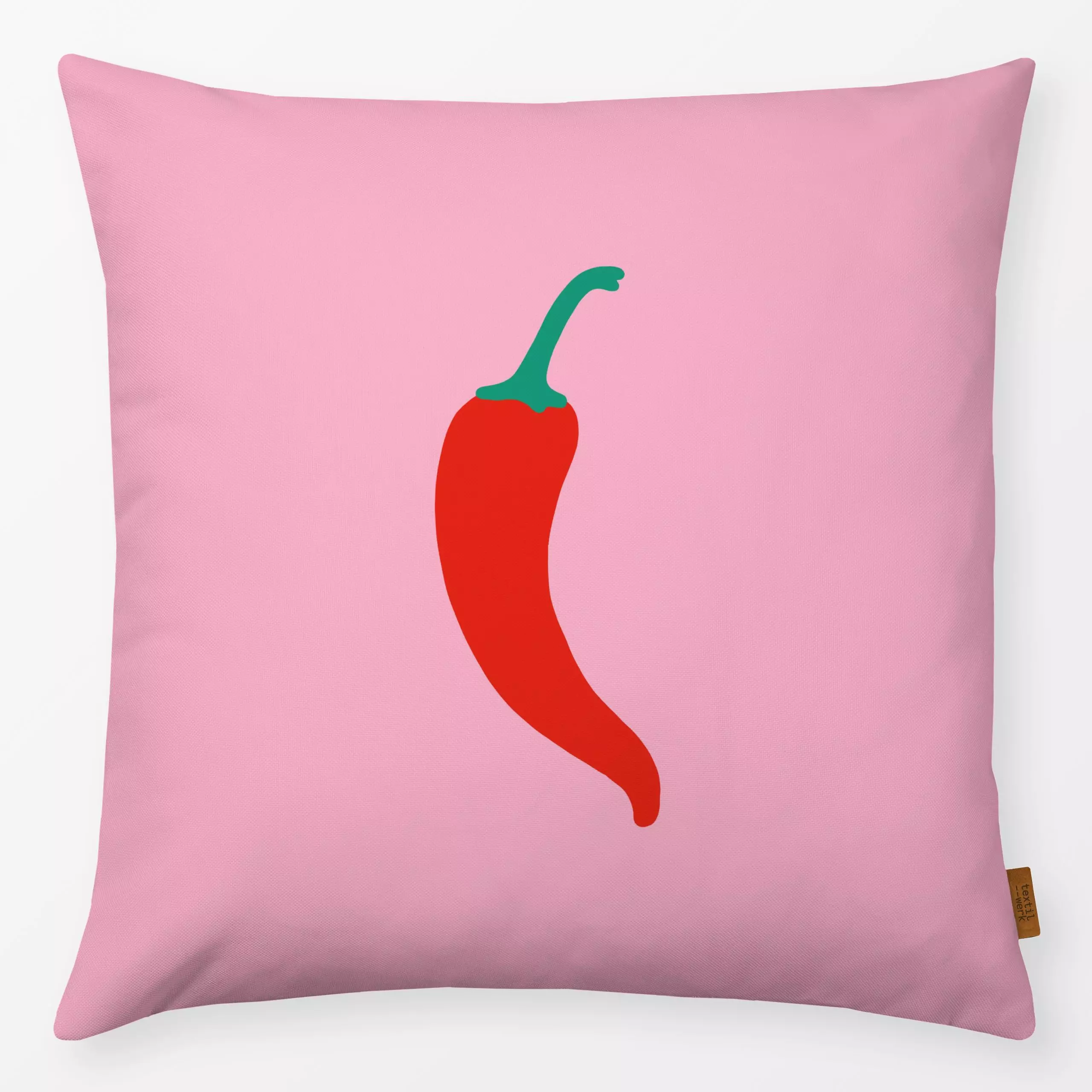 Kissen Chilli Pattern Pink - Sommer, Symbole & Muster, Gemüse - von „textilwerk"; Illustration, Sommer, trend, rot, bunt, ge...