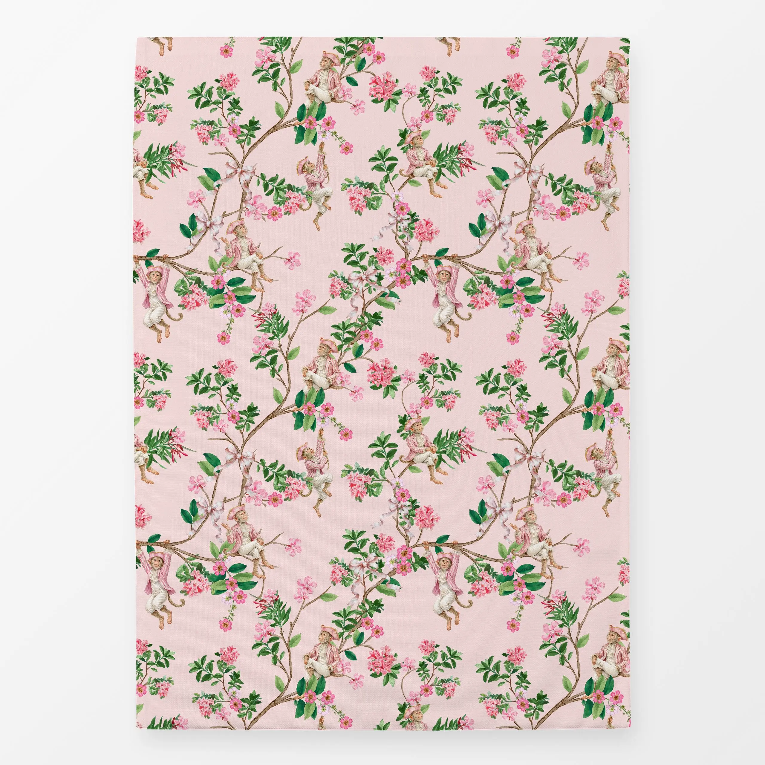 Geschirrtücher Rococo Affe Chinoiserie Pink - Blumen & Florales, Tiere, Pflanzen & Botanik - von „Uta Naumann"; Muster, Bäum...