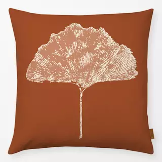 Kissen Gingko Blatt Braun