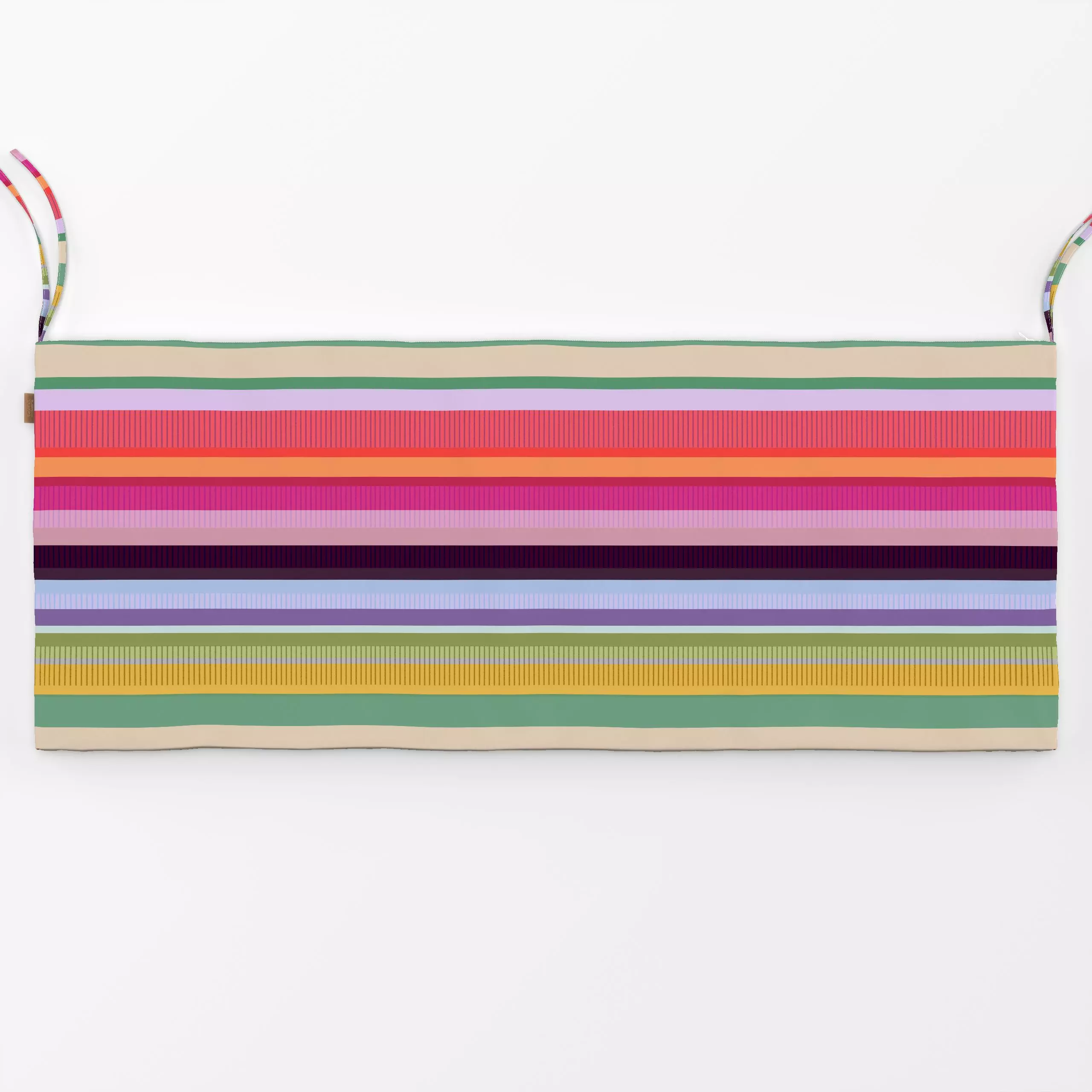 Bankauflage Mittsommer Streifen - Sommer, Symbole & Muster - von „Alisa Knöß"; Blaugrau, Streifen, Regenbogen, beige, pink, ...