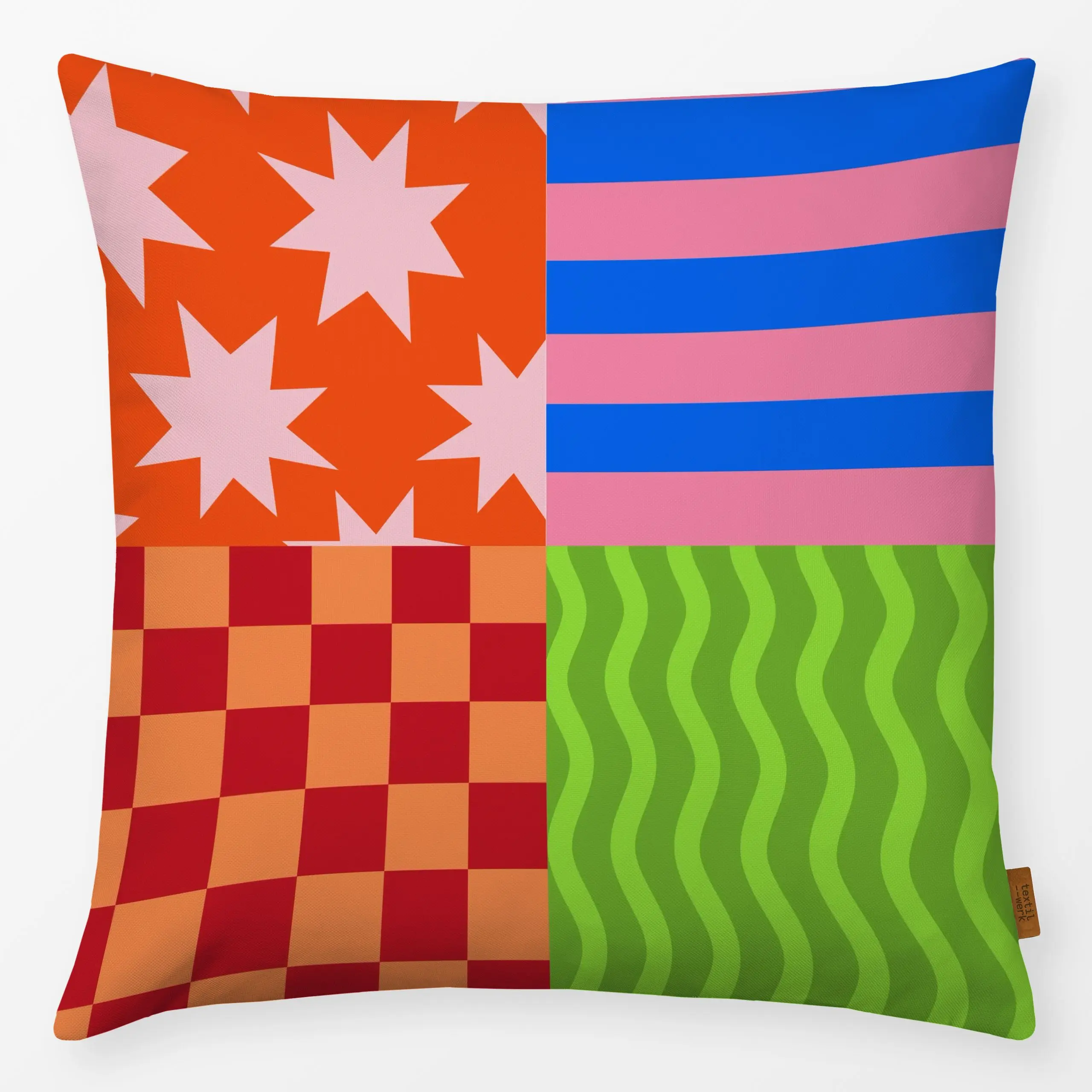 Kissen Multi Pattern Allover - Frühling, Sommer, Symbole & Muster - von „Kruth Design"; Muster, Streifen, Karo, bunt, kruthd...