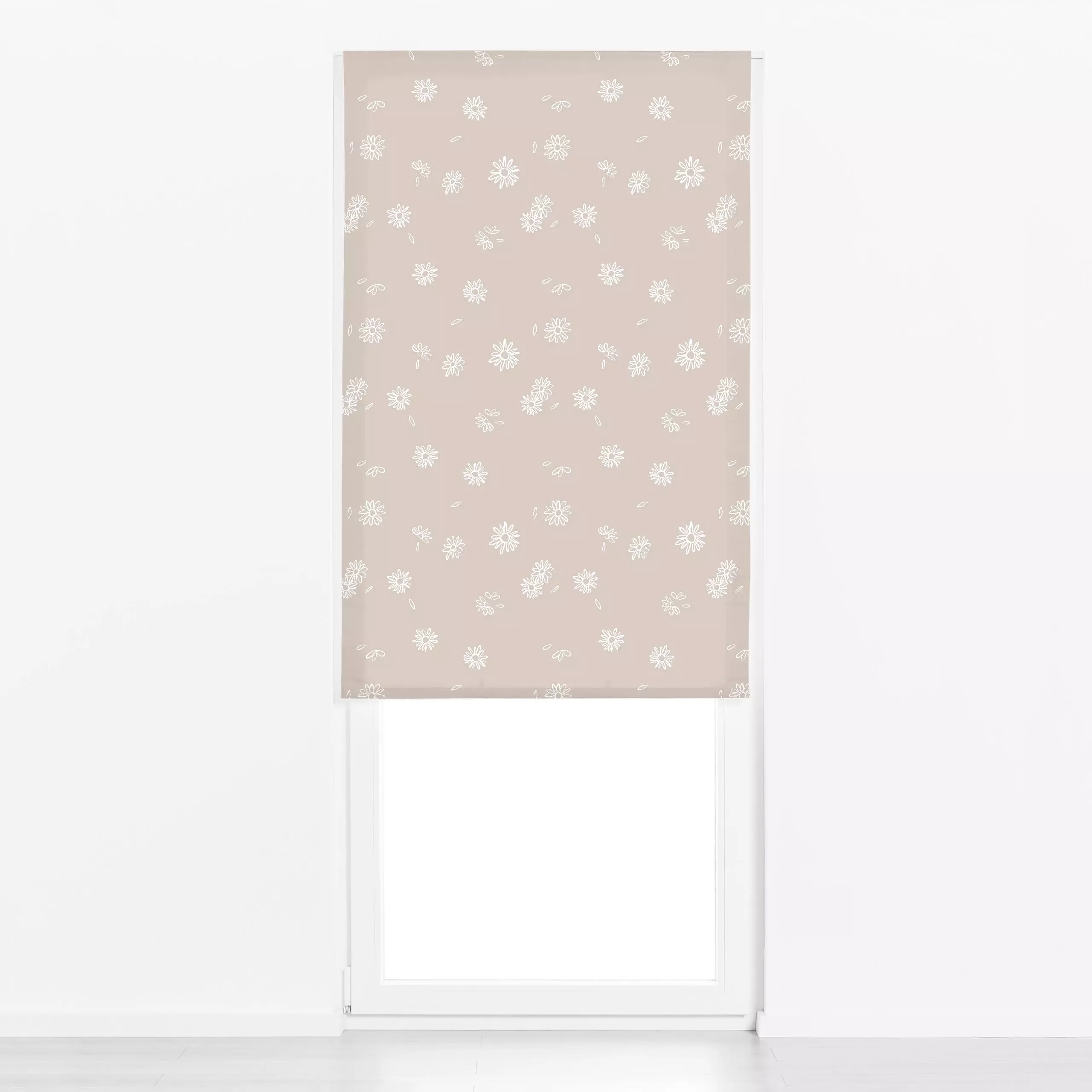 Raffrollo Daisies Pattern - Blumen & Florales, Frühling - von „Kruth Design"; Muster, Blumen, Sommerblumen, beige, Ostern, W...