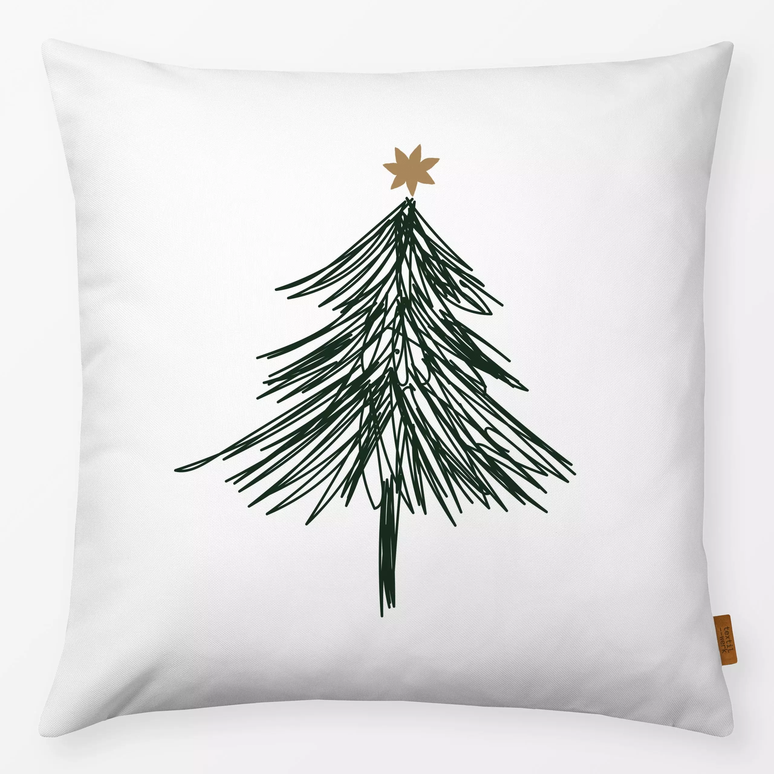Kissen Weihnachtsbaum mit Stern - Weihnachten, Express - von „Alisa Knöß"; skandinavisch, Tannenbaum, Weihnachtsbaum, gold, ...