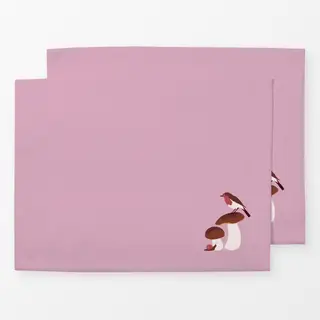 Tischset Steinpilze mit Tieren Rosa