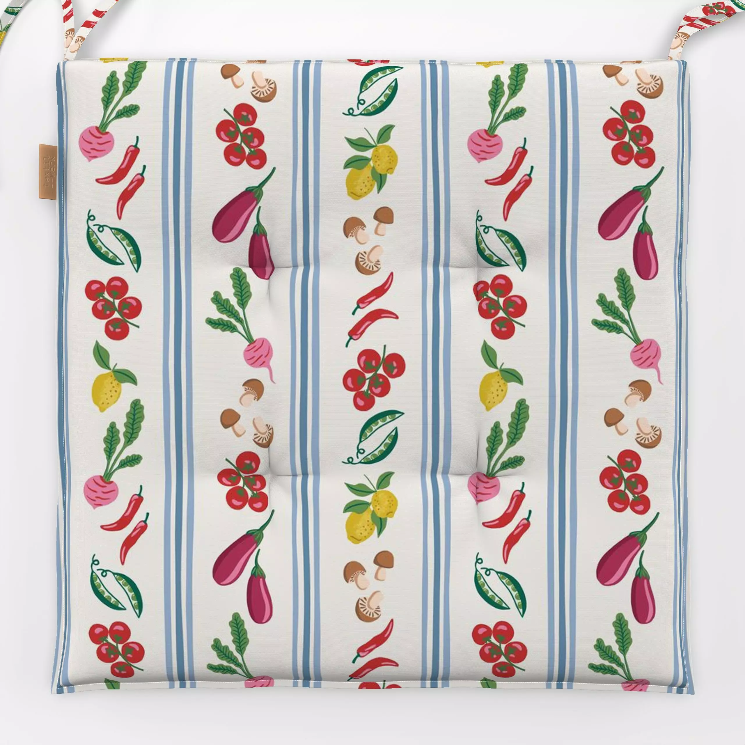 Sitzkissen Gemüsestreifen im Landhausstil - Symbole & Muster, Früchte, Gemüse - von „Vivian Hasenclever"; Streifen, Herbstde...