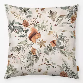 Kissen Herbst Eichhörnchen Wald Beige